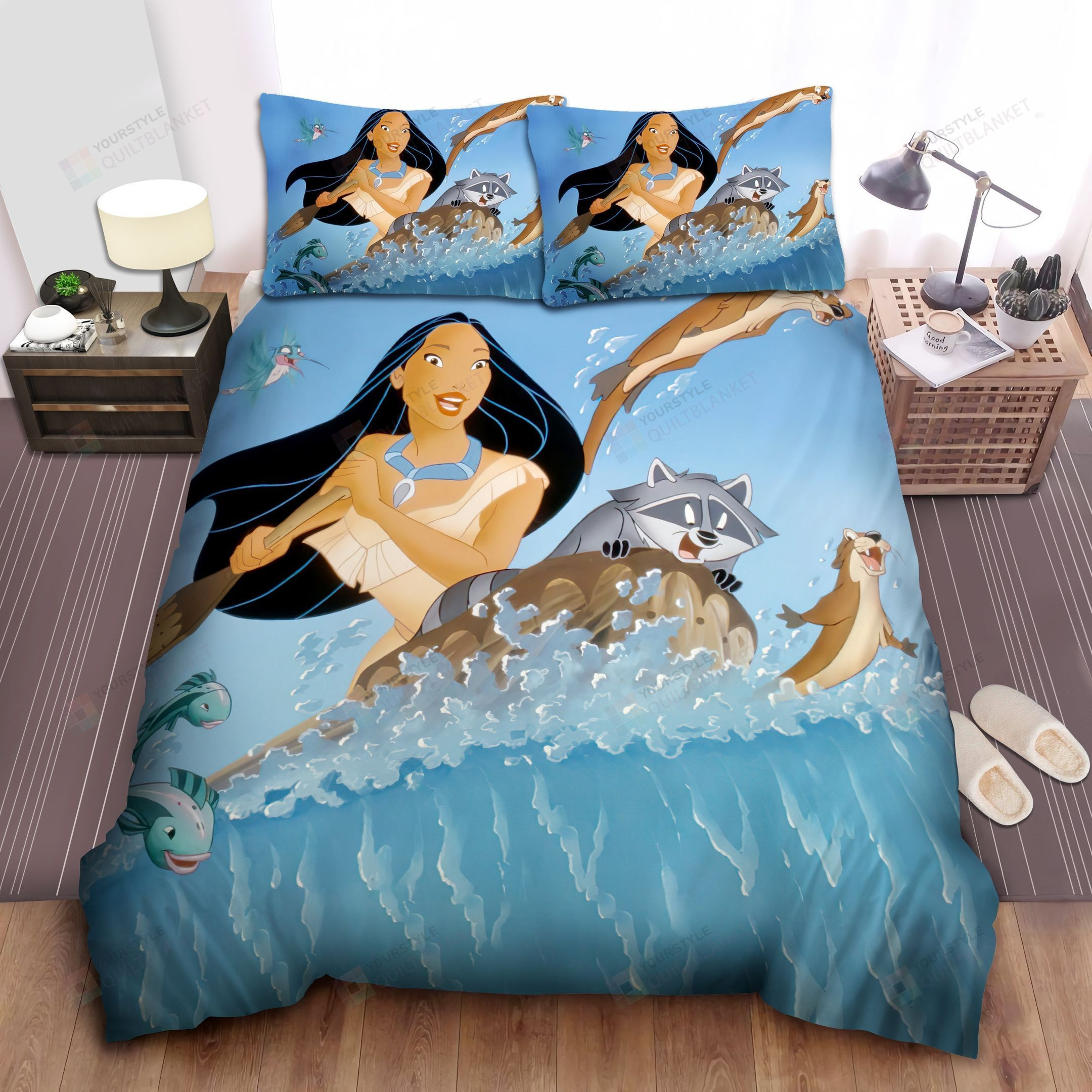 Disney Princess Pocahontas Rowing With Her Animal Friends Bed Sheet Spread Comforter Duvet Cover Bedding Sets