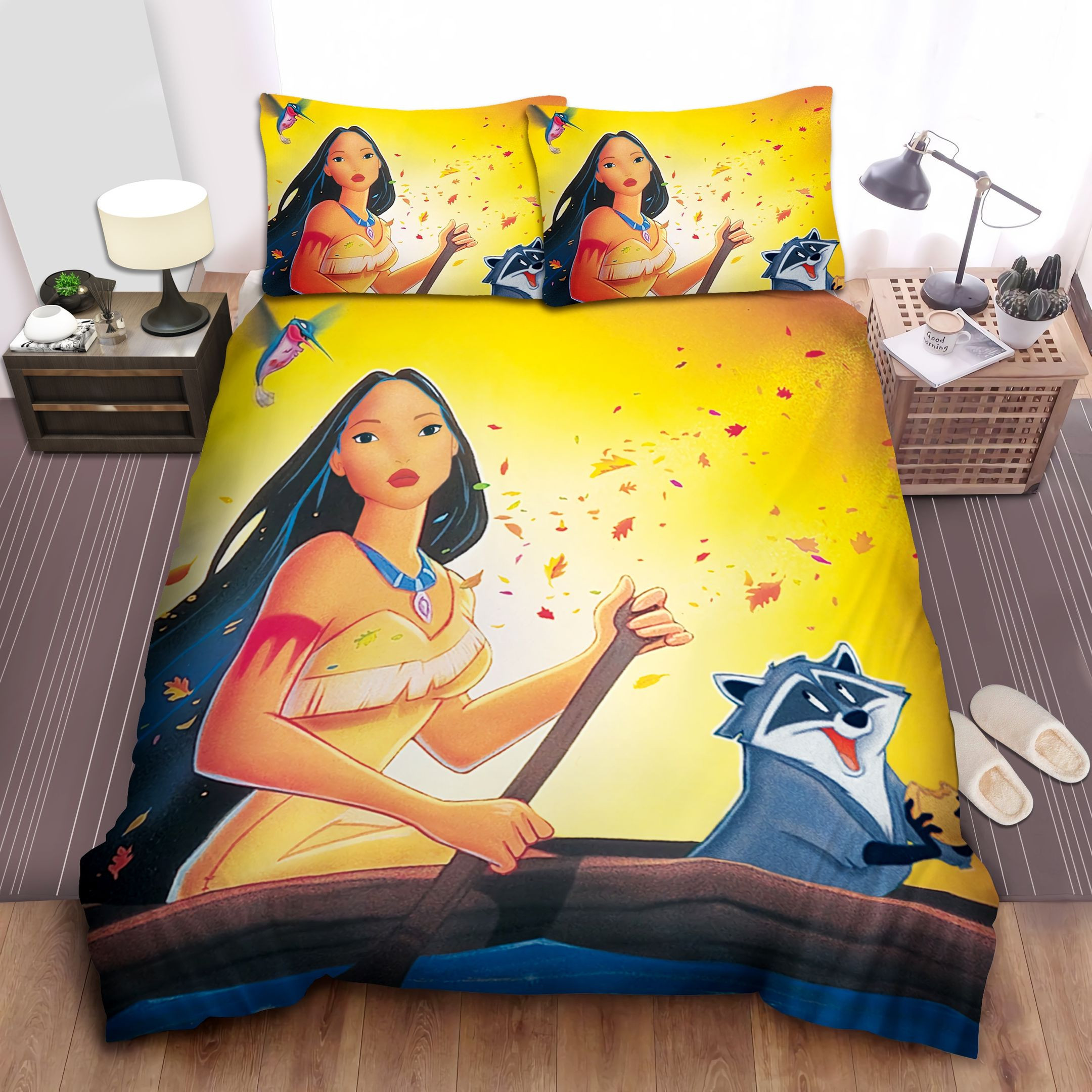 Disney Princess Pocahontas Rowing With Her Friends Bed Sheet Duvet Cover Bedding Sets