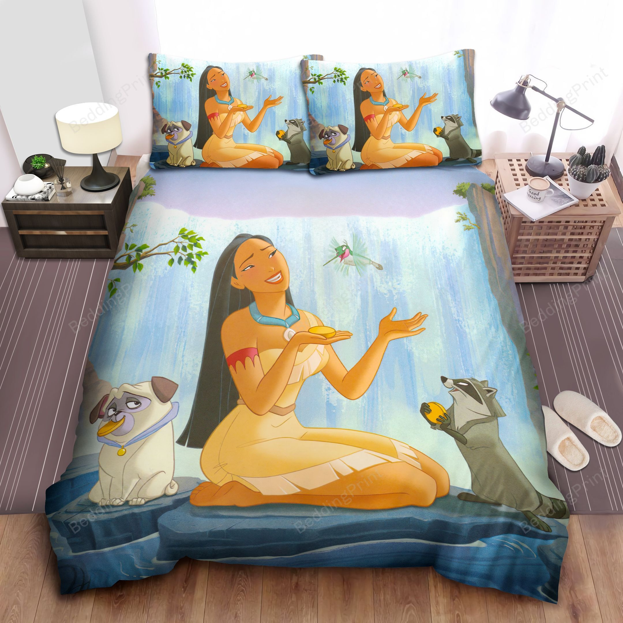 Disney Princess Pocahontas With Meeko & Flits & Percy Bed Sheet Duvet Cover Bedding Sets