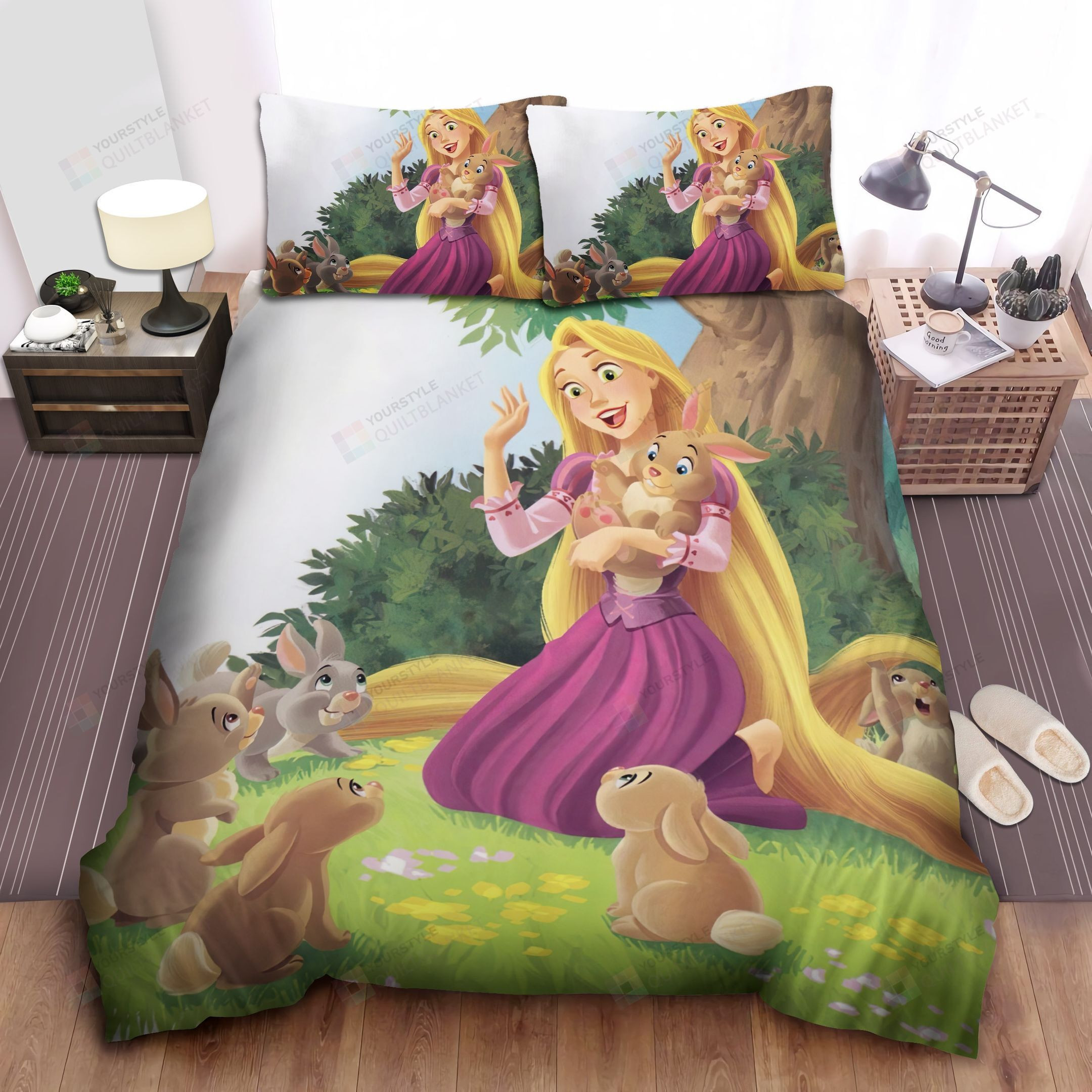 Disney Princess Rapunzel & The Rabbits Bed Sheet Spread Comforter Duvet Cover Bedding Sets