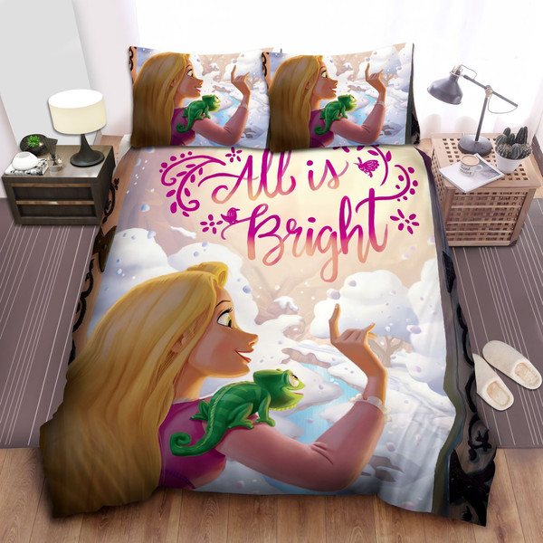 Disney Princess Rapunzel And Pascal All Is Bright Bed Sheet Duvet Cover Bedding Sets