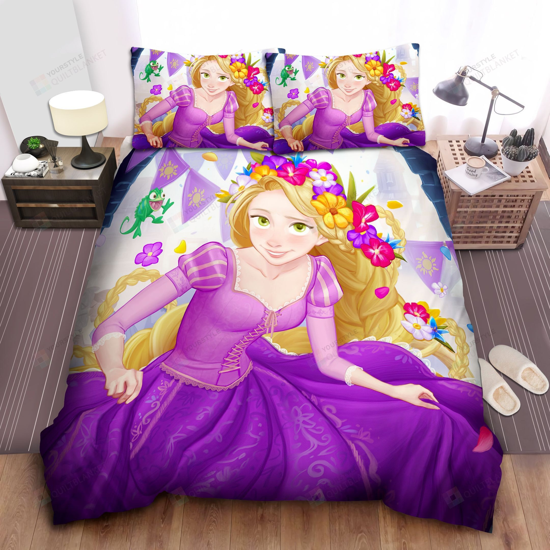 Disney Princess Rapunzel Dancing Bed Sheet Spread Comforter Duvet Cover Bedding Sets