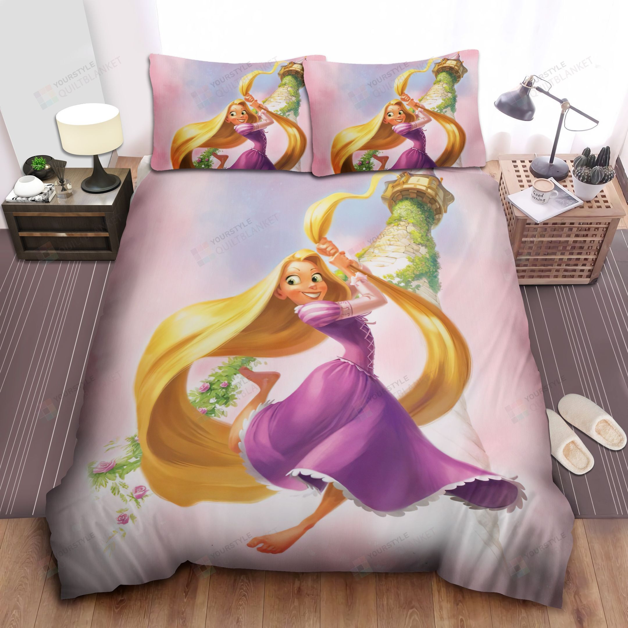 Disney Princess Rapunzel Escaping The Tower Bed Sheet Spread Comforter Duvet Cover Bedding Sets