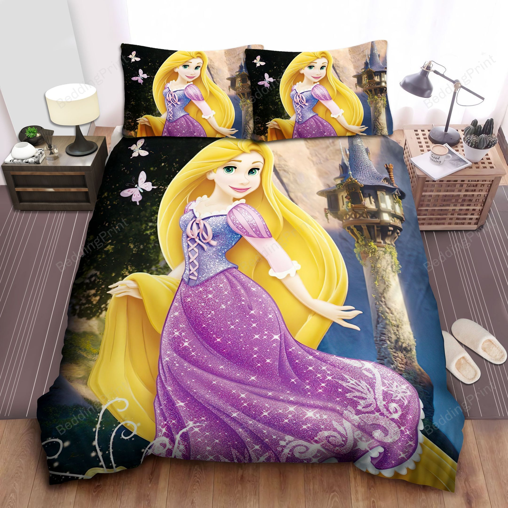 Disney Princess Rapunzel In Sparkle Dress Bed Sheet Duvet Cover Bedding Sets