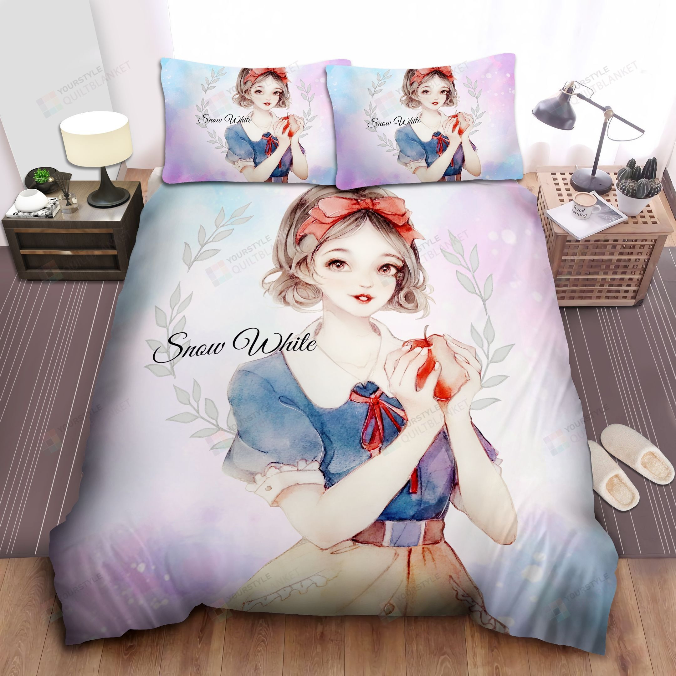 Disney Princess Snow White & Poisoned Apple Painting Bed Sheet Spread Comforter Duvet Cover Bedding Sets