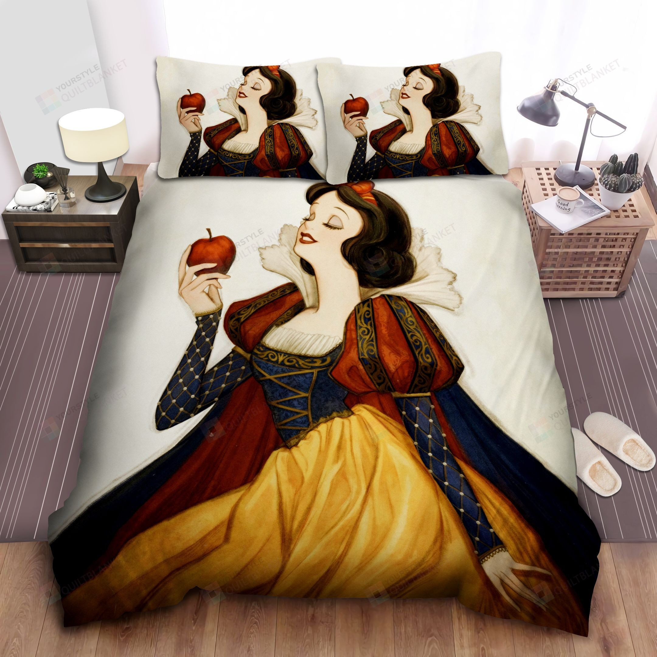 Disney Princess Snow White & The Poisoned Apple Drawing Bed Sheet Spread Comforter Duvet Cover Bedding Sets