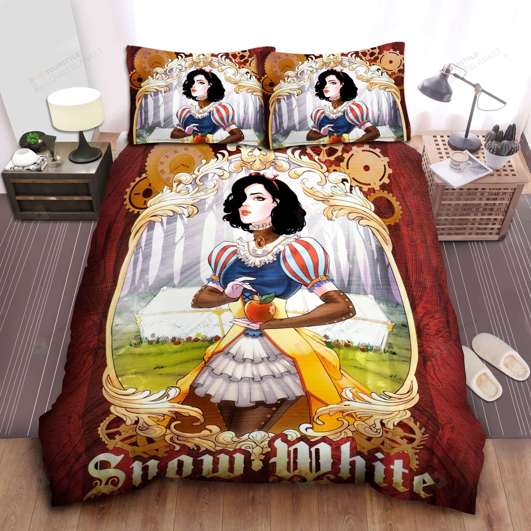 Disney Princess Snow White & The Poisoned Apple Modern Art Bed Sheet Spread Comforter Duvet Cover Bedding Sets