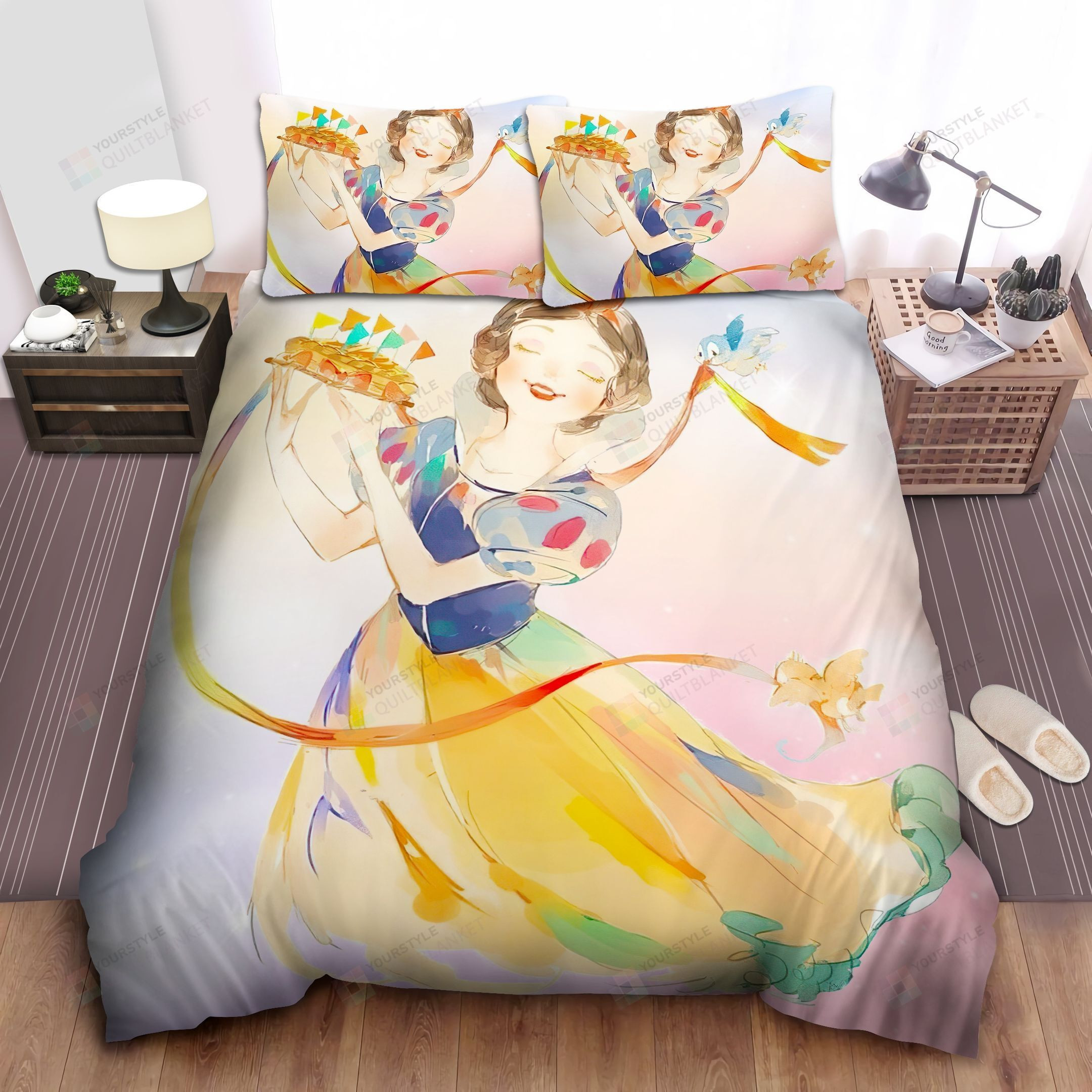 Disney Princess Snow White And An Apple Cake Bed Sheet Spread Comforter Duvet Cover Bedding Sets