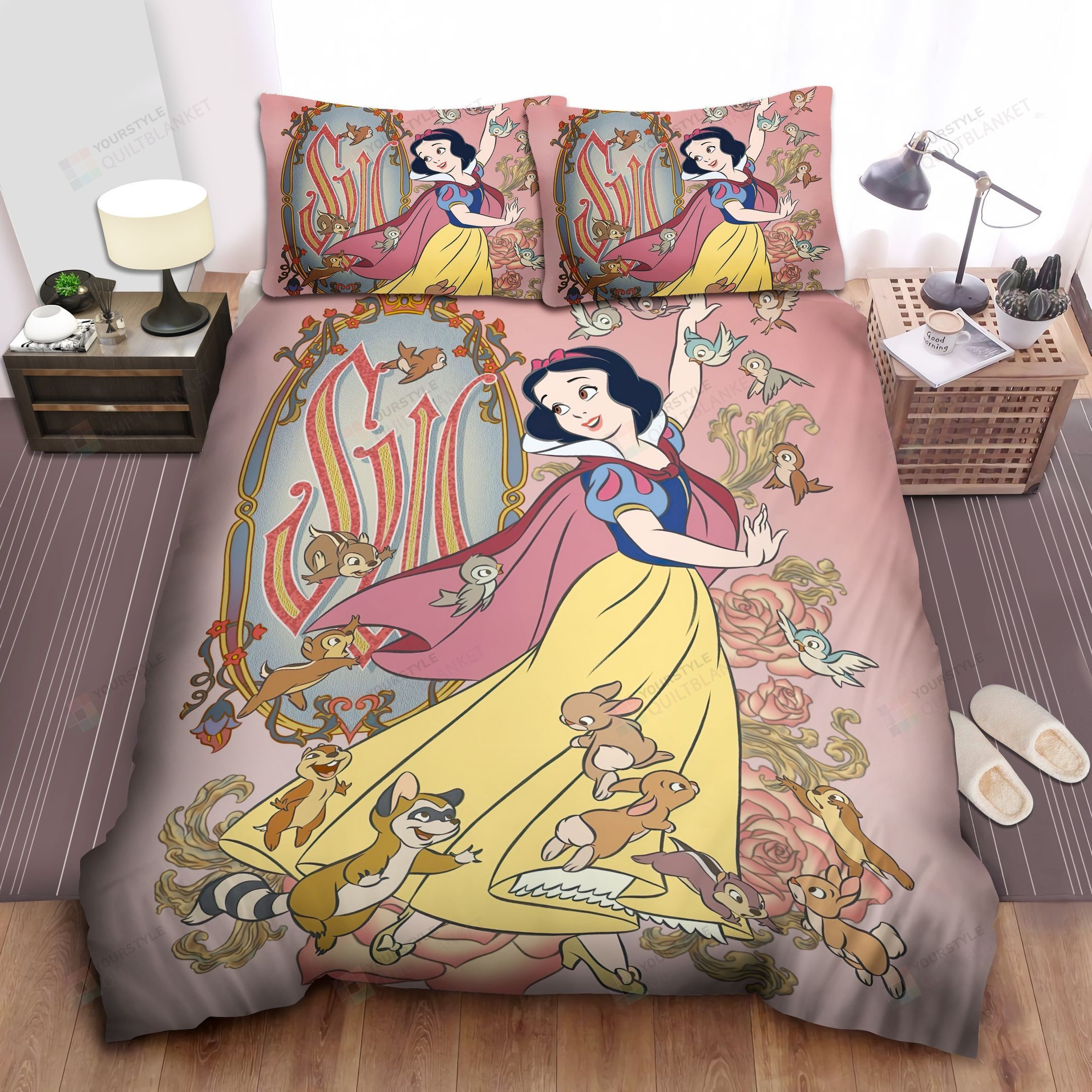 Disney Princess Snow White In Front Of The Magic Mirror Bed Sheet Spread Comforter Duvet Cover Bedding Sets