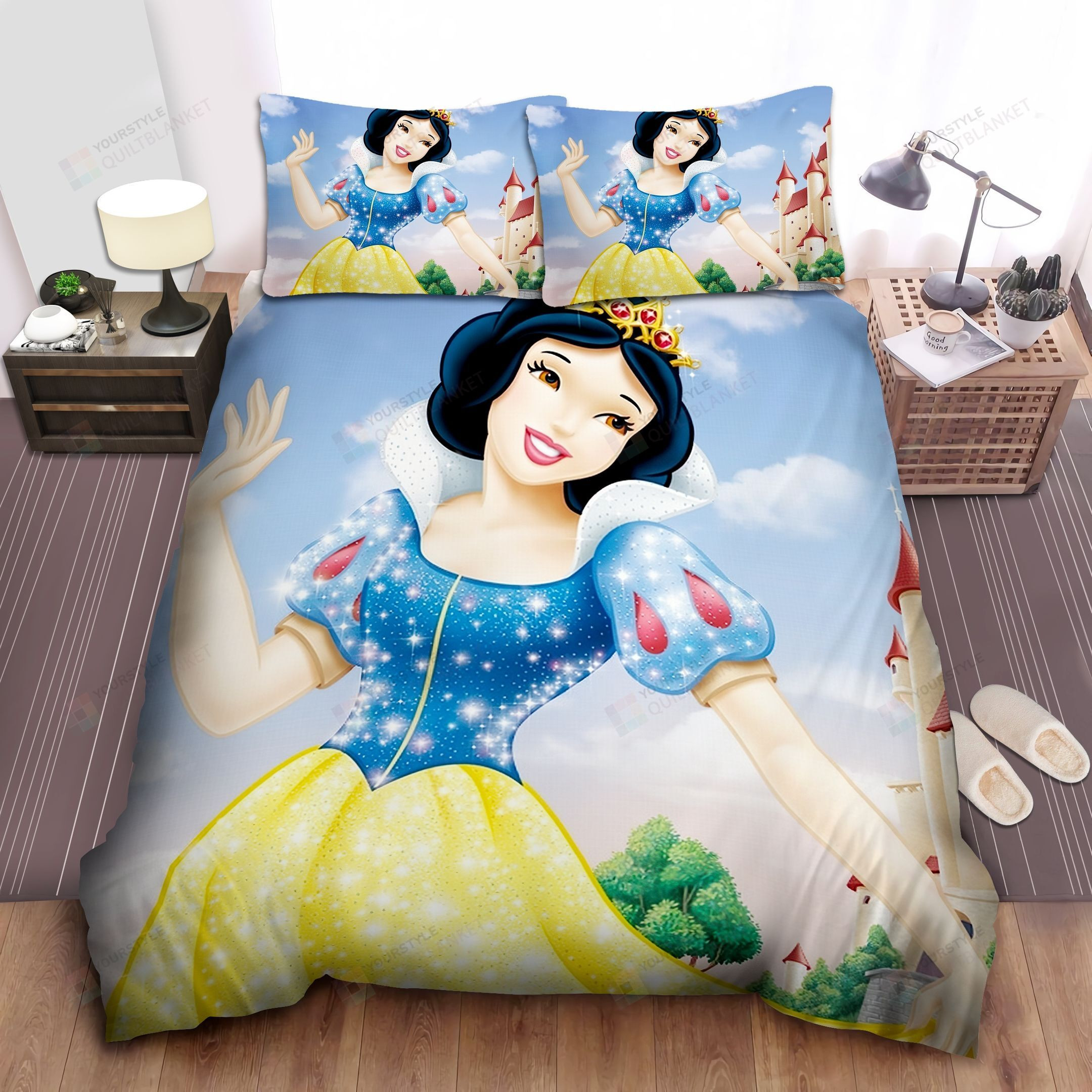 Disney Princess Snow White In Sparkle Dress And Queen Crown Bed Sheet Spread Comforter Duvet Cover Bedding Sets