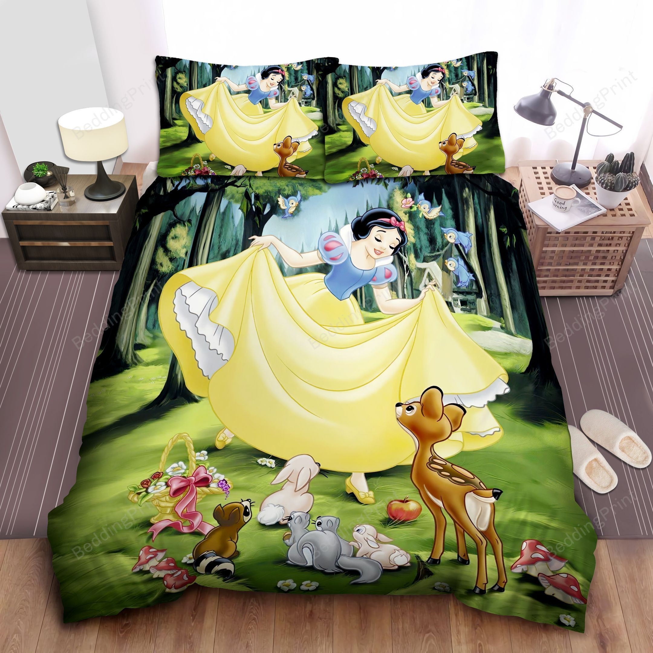 Disney Princess Snow White Singing With Animal Friends Bed Sheet Duvet Cover Bedding Sets