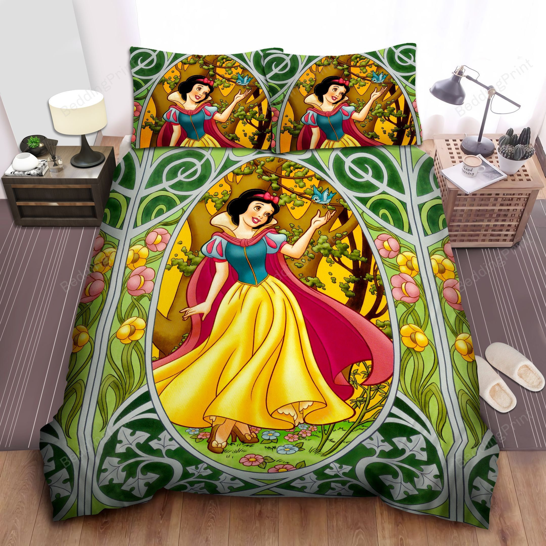 Disney Princess Snow White Vintage Art Bed Sheet Duvet Cover Bedding Sets