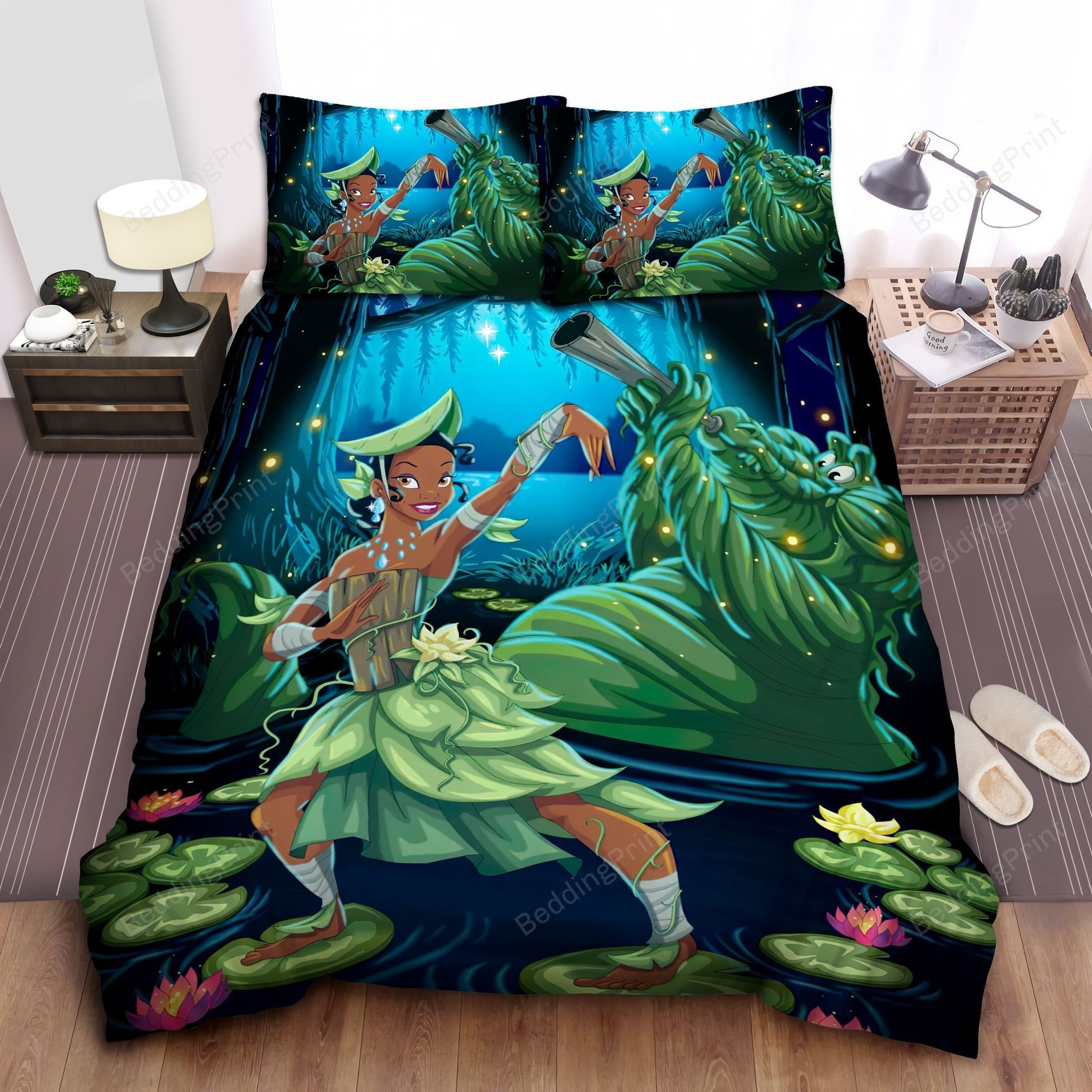 Disney Princess Tiana In Jungle Theme Bed Sheet Spread Duvet Cover Bedding Sets