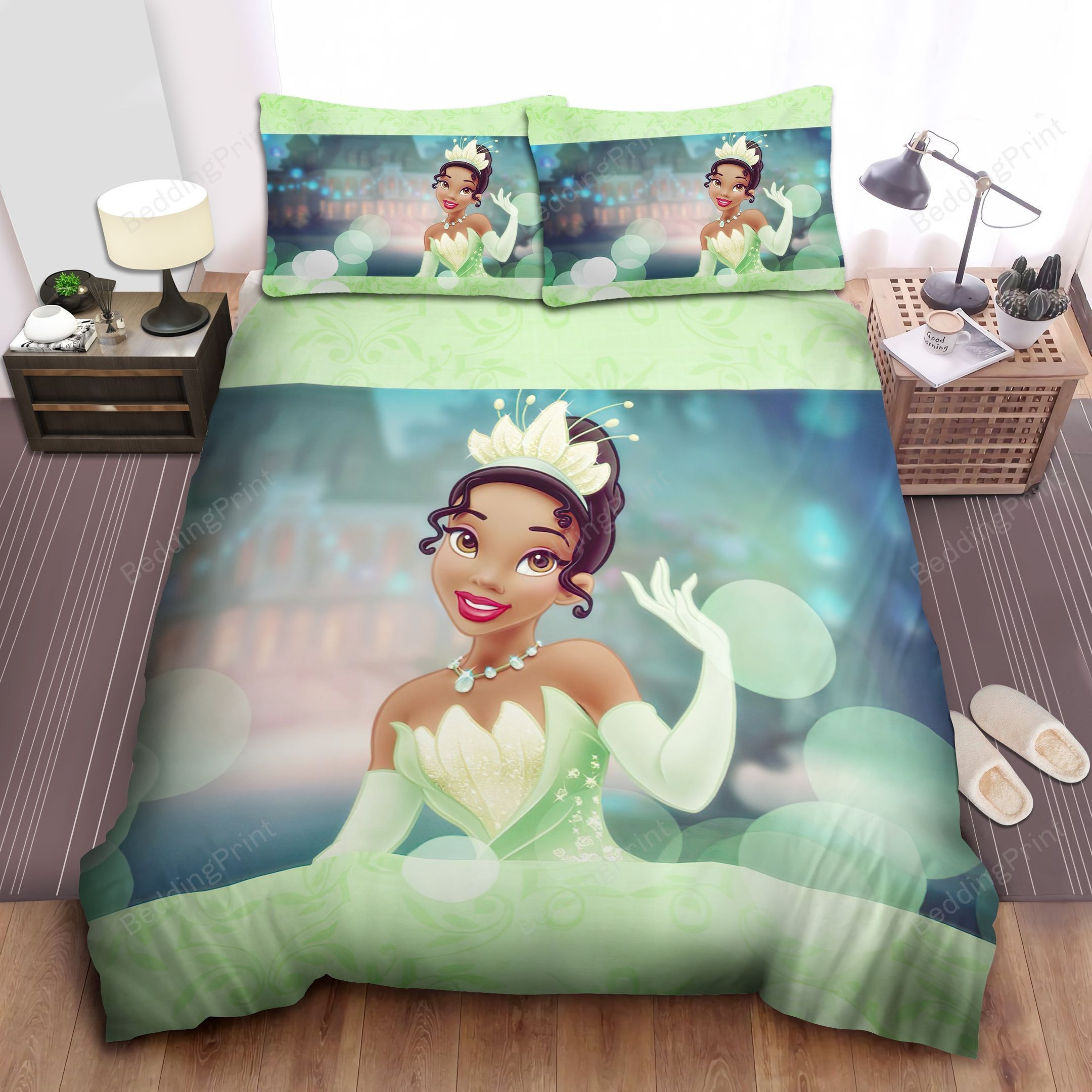 Disney Princess Tiana With Crown Bed Sheet Spread Duvet Cover Bedding Sets