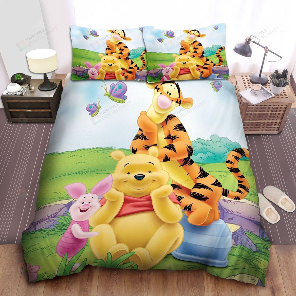 Disney Winnie The Pooh & Piglet & Tiger Bed Sheets Spread Comforter Duvet Cover Bedding Sets