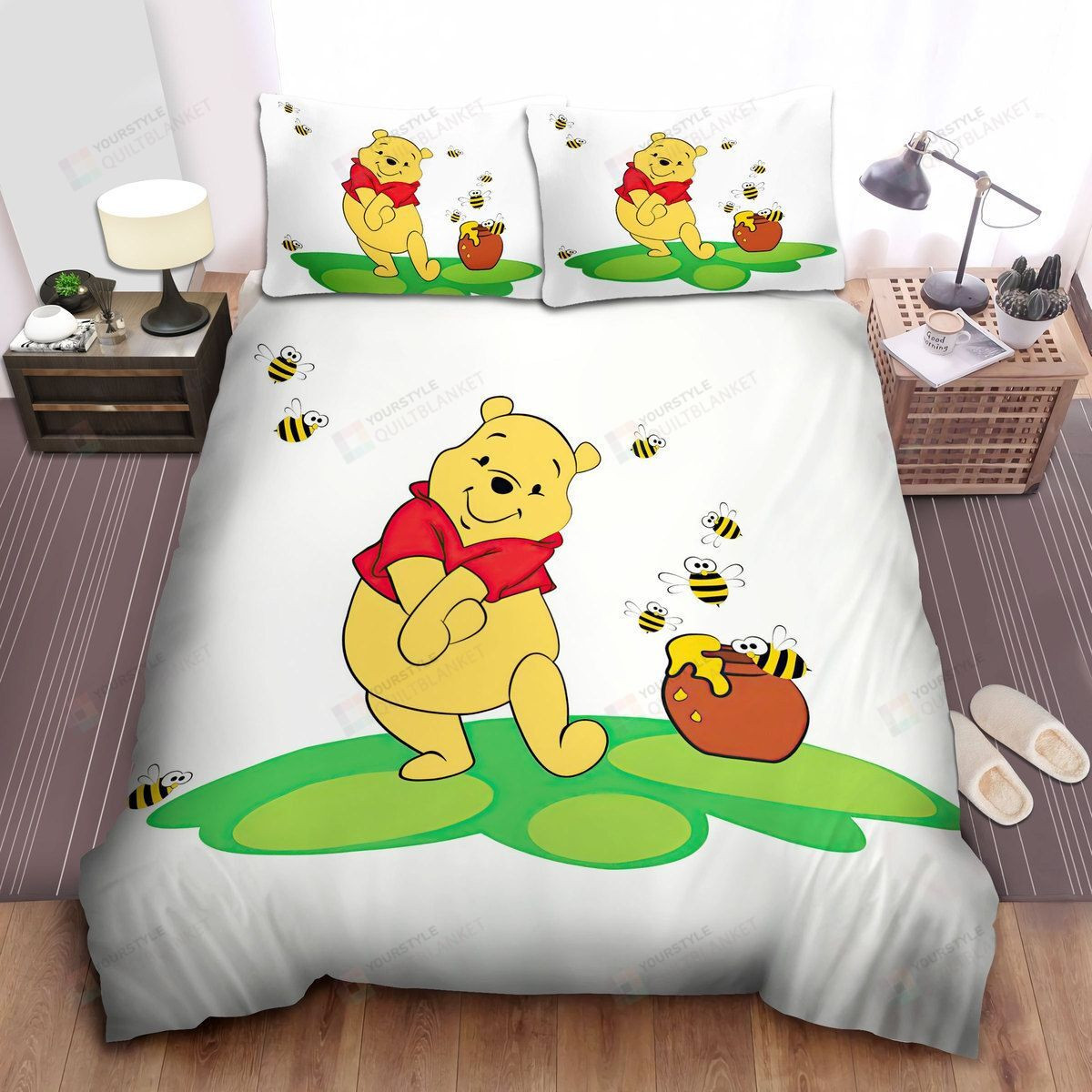 Disney Winnie The Pooh Hunny Pot And Bees Bed Sheets Spread Comforter Duvet Cover Bedding Sets