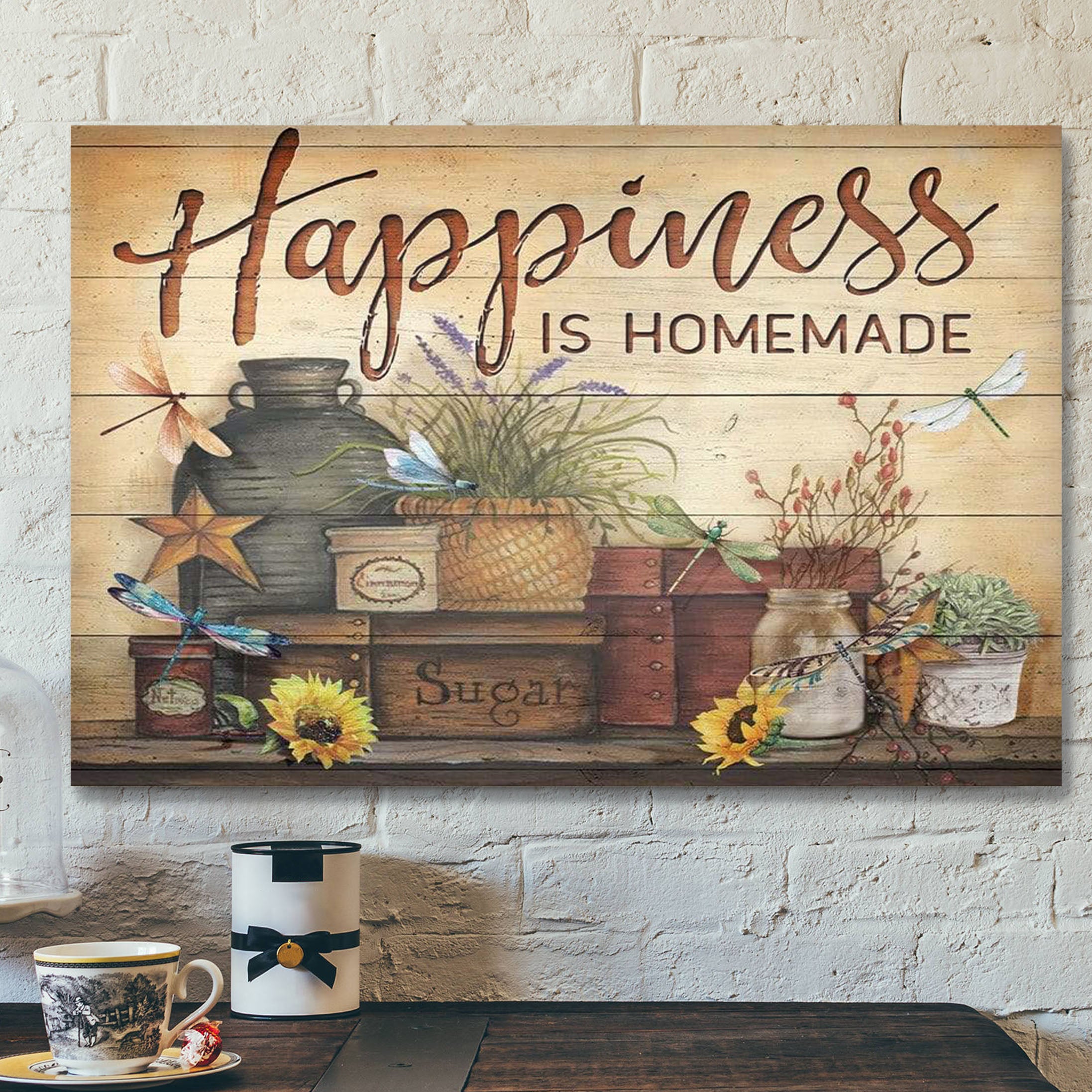 Dragonfly – Happiness Is Homemade – Bible Verse Canvas – Scripture Canvas Wall Art