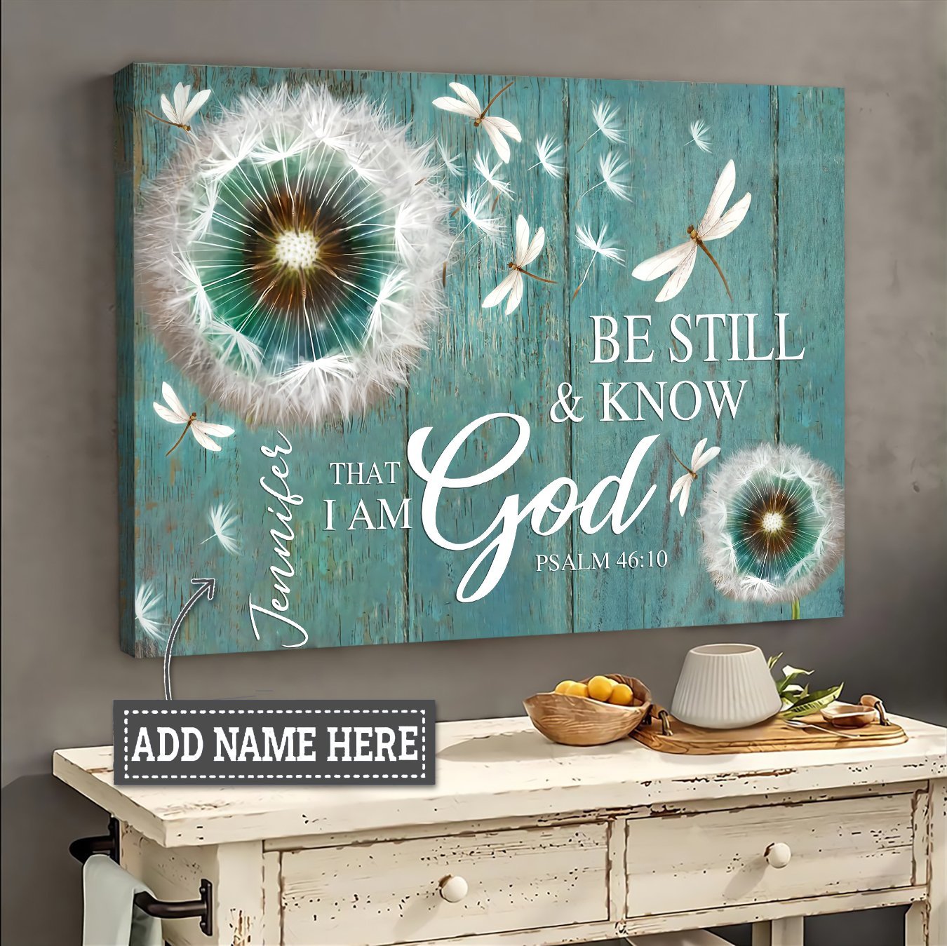 Dragonfly Be Still And Know That I Am God Personalized Canvas Wall Art – Christian Poster – Religious Wall Decor