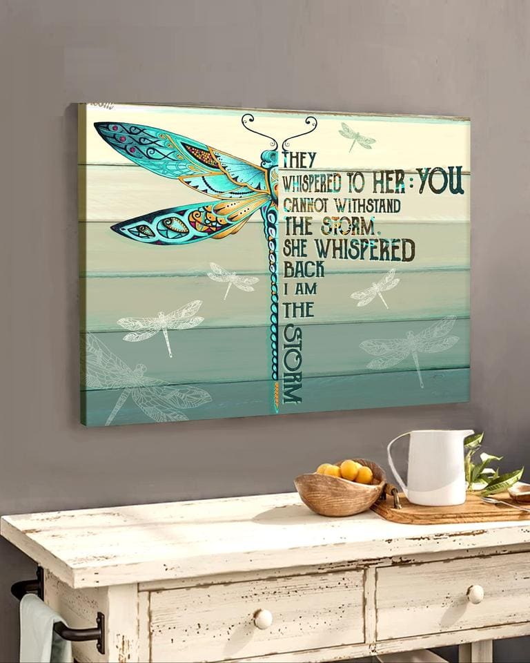 Dragonfly I Am The Storm She Whispered Wall Art Canvas Canvas Wall Art – Christian Poster – Religious Wall Decor