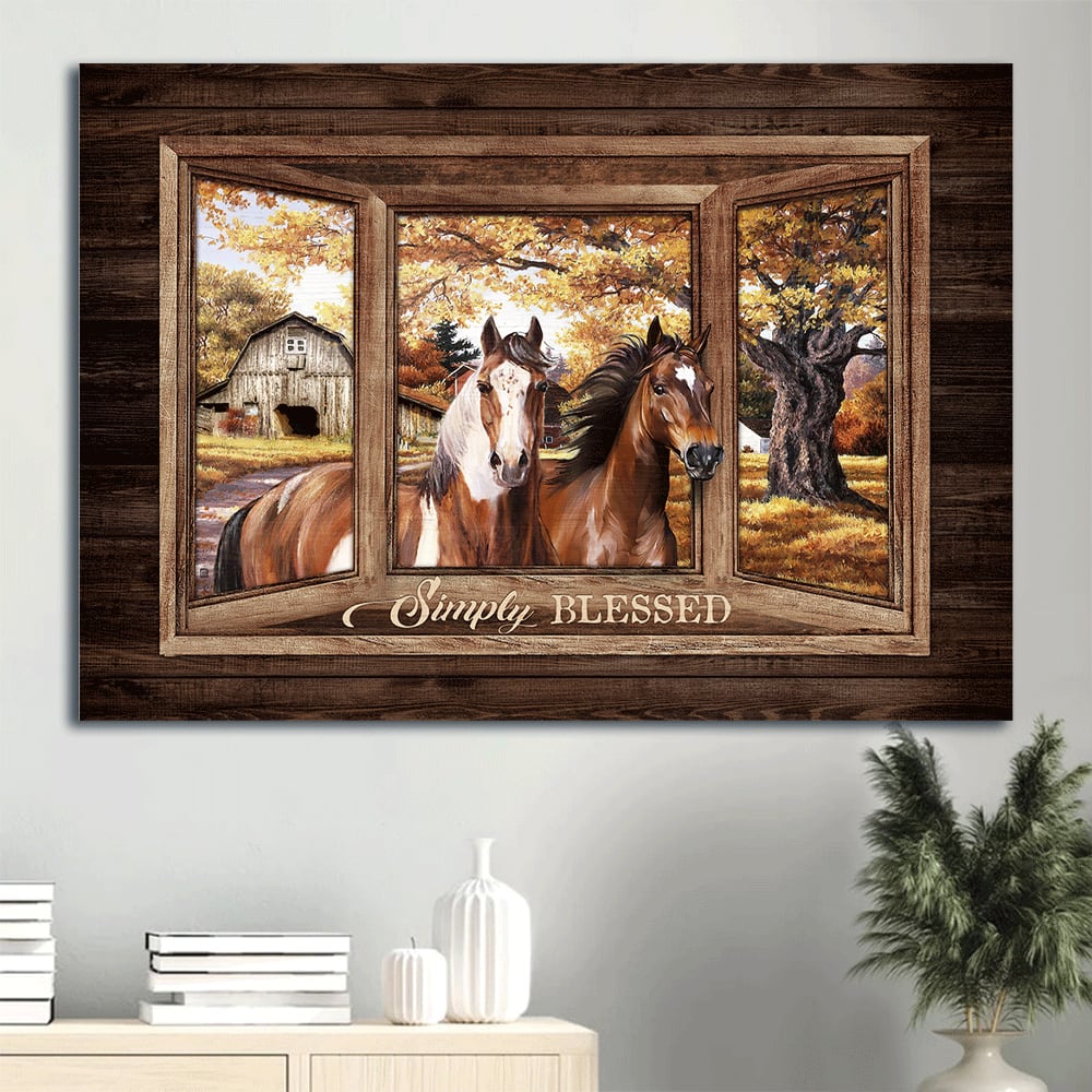 Dream Horse Autumn Forest Sunny Day Window Drawing Canvas Simply Blessed Canvas Wall Art – Christian Wall Decor