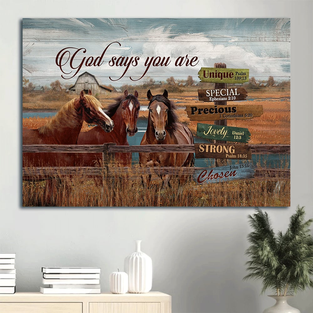 Dream Horses Countryside Painting Rice Field Canvas God Says You Are Canvas Wall Art – Christian Wall Decor