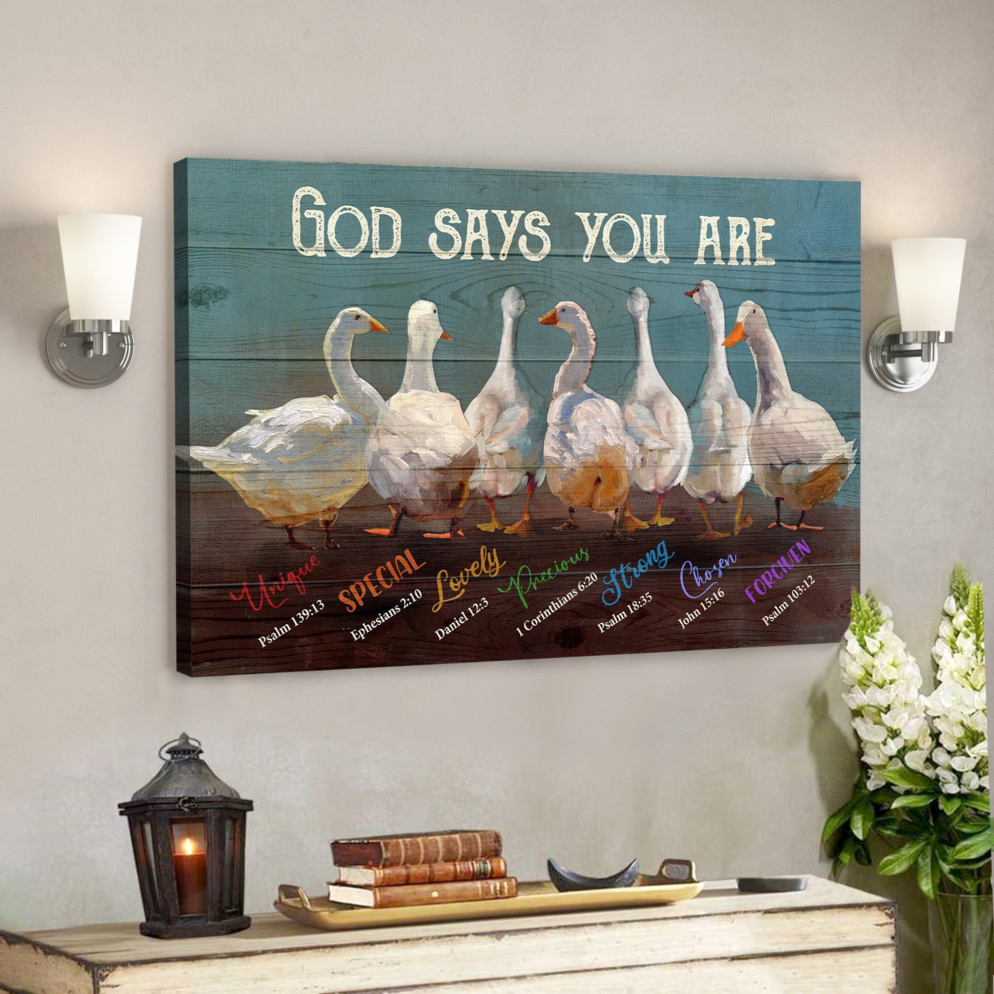 Duck – God Says You Are Jesus – Bible Verse Canvas – Scripture Canvas Wall Art