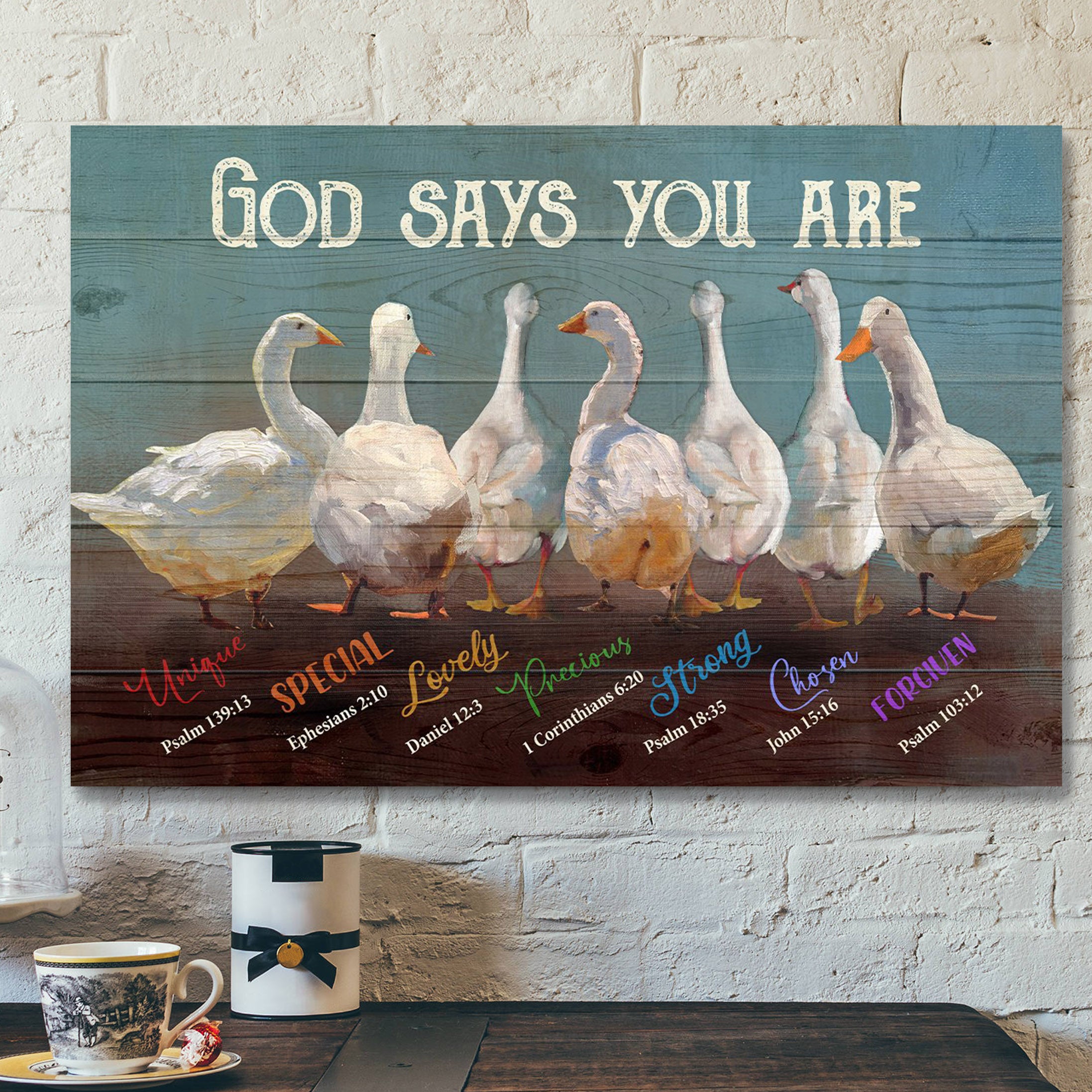 Duck – God Says You Are Jesus – Bible Verse Canvas – Scripture Canvas Wall Art