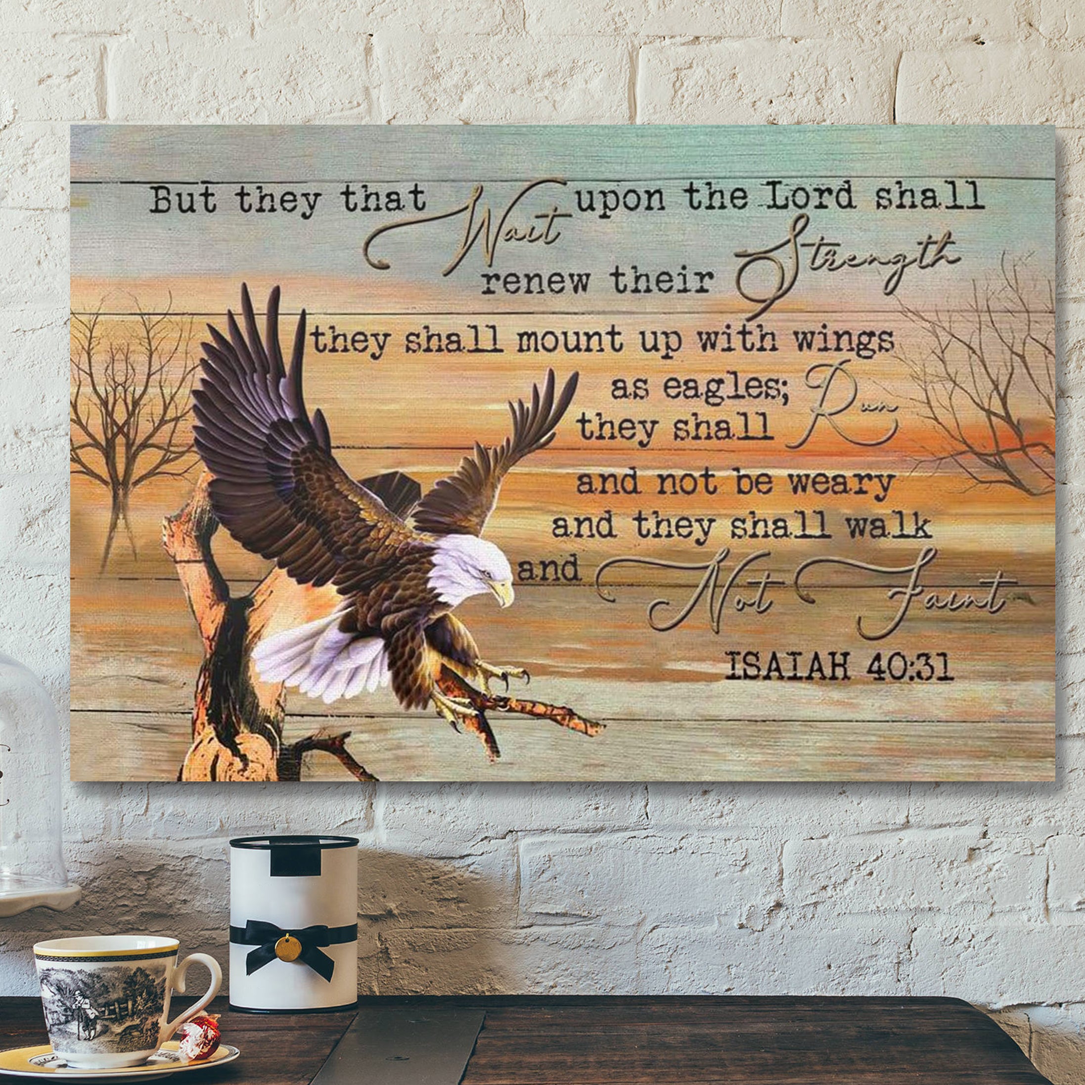 Eagle Canvas Prints – They That Wait Upon The Lord Isaiah 4031 – Bible Verse Wall Art