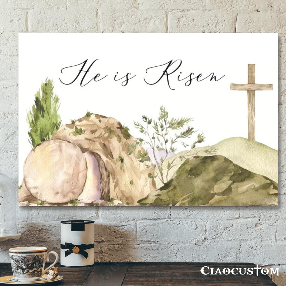 Easter Wall Art – Easter Canvas – He Is Risen – Cross – Jesus Poster – Jesus Canvas – Christian Canvas Art – Christian Gift