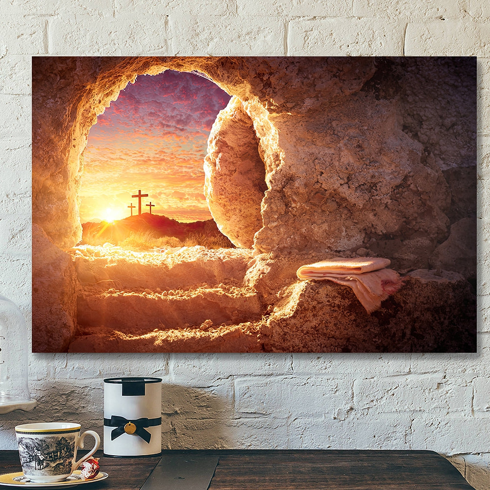 Easter Wall Art – He Is Risen Canvas – Empty Tomb Wall Art – Easter Art – Christian Canvas – Jesus Home Decor