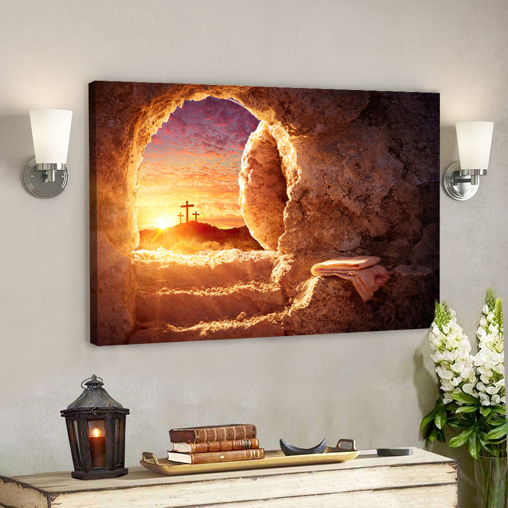 Easter Wall Art - He Is Risen Canvas - Empty Tomb Wall Art - Easter Art - Christian Canvas - Jesus Home Decor 