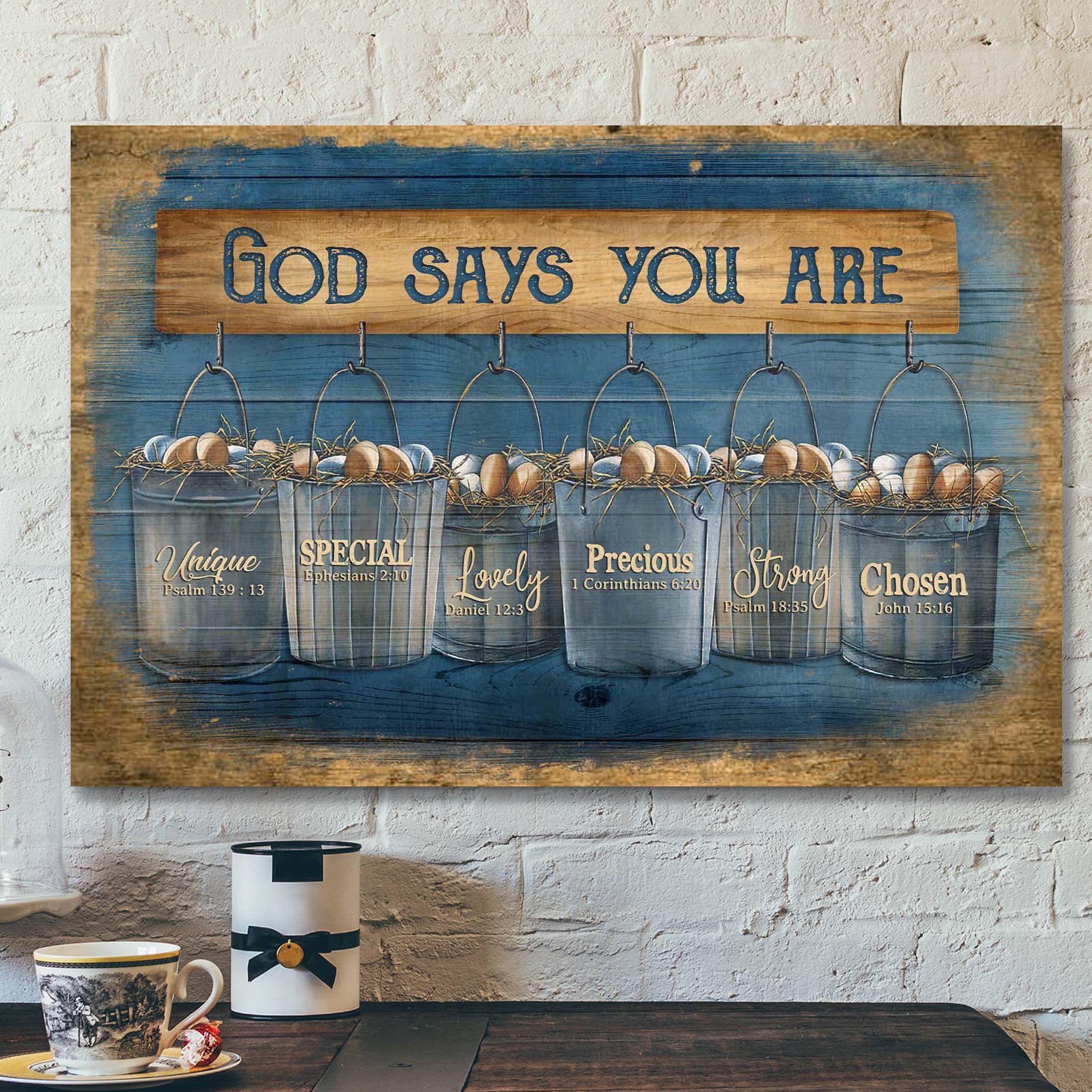 Eggs Canvas – God Says You Are Canvas Wall Art – Bible Verse Canvas – Scripture Canvas Wall Art