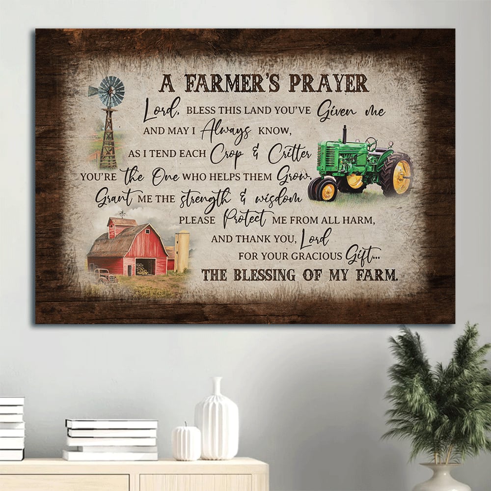 Electric Tricycle Red Barn Windmill Canvas A Farmer’s Prayer Canvas Wall Art – Christian Wall Decor