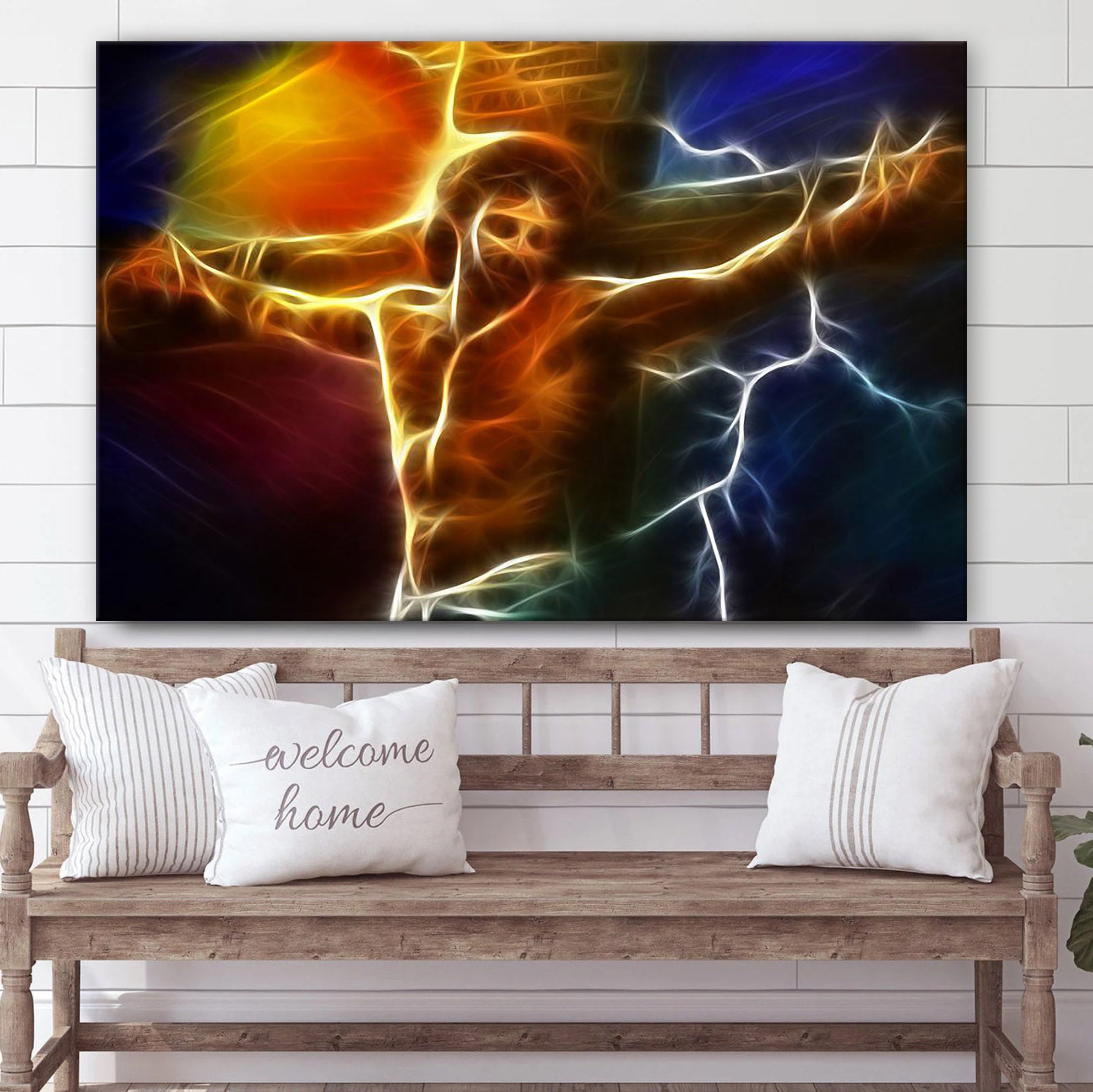 Electrifying Jesus Crucifixion Canvas Pictures – Jesus Canvas Wall Art – Christian Canvas Paintings