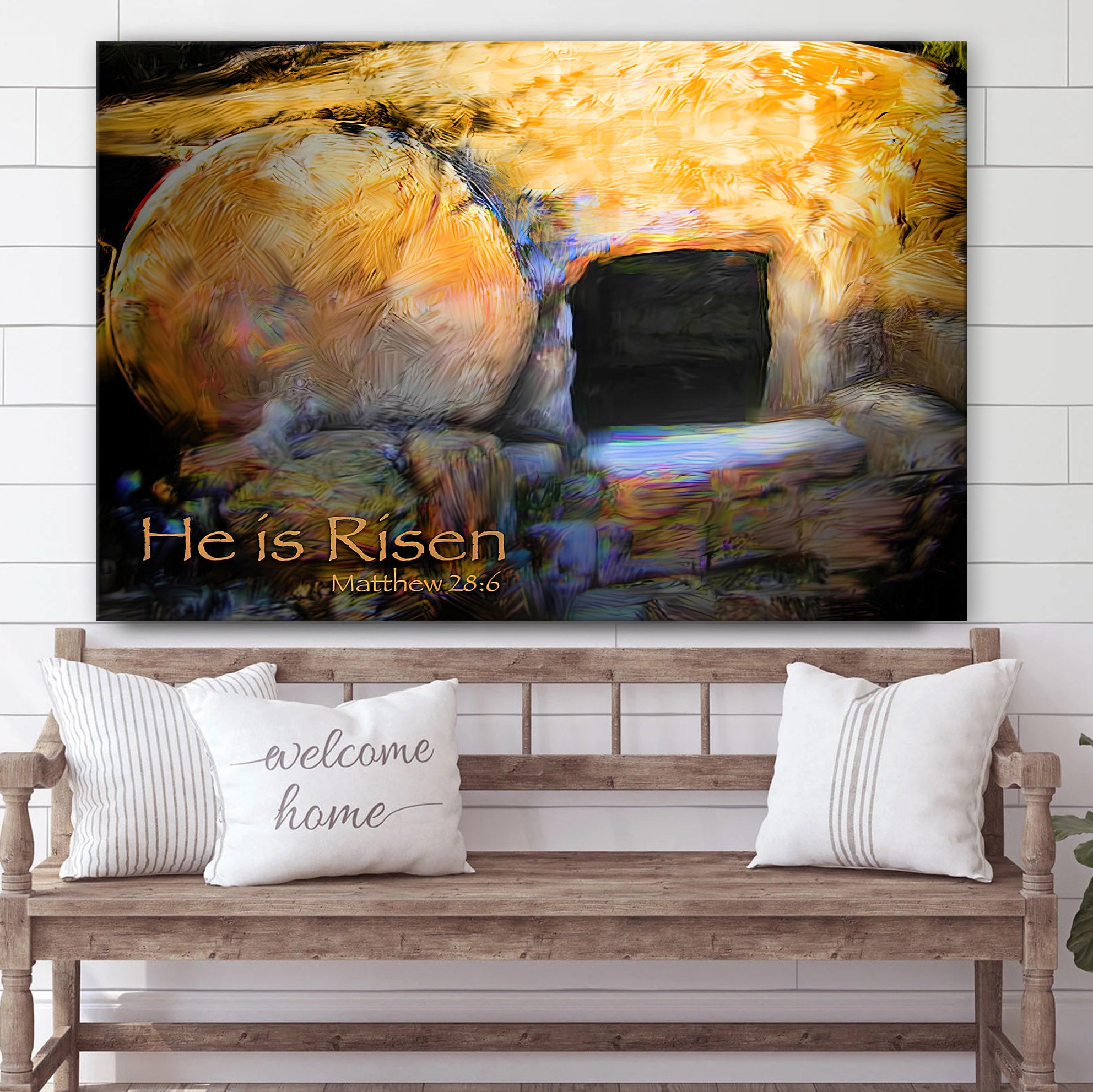 Empty Tomb He Is Risen Canvas Pictures – Easter Canvas – Christian Canvas Wall Art