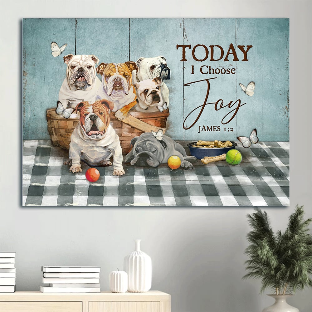 English Bulldog English Bulldog Canvas Basket Butterfly Canvas Gift For English Bulldog Lover Today I Choose Joy Canvas Wall Art – Christian Wall Decor