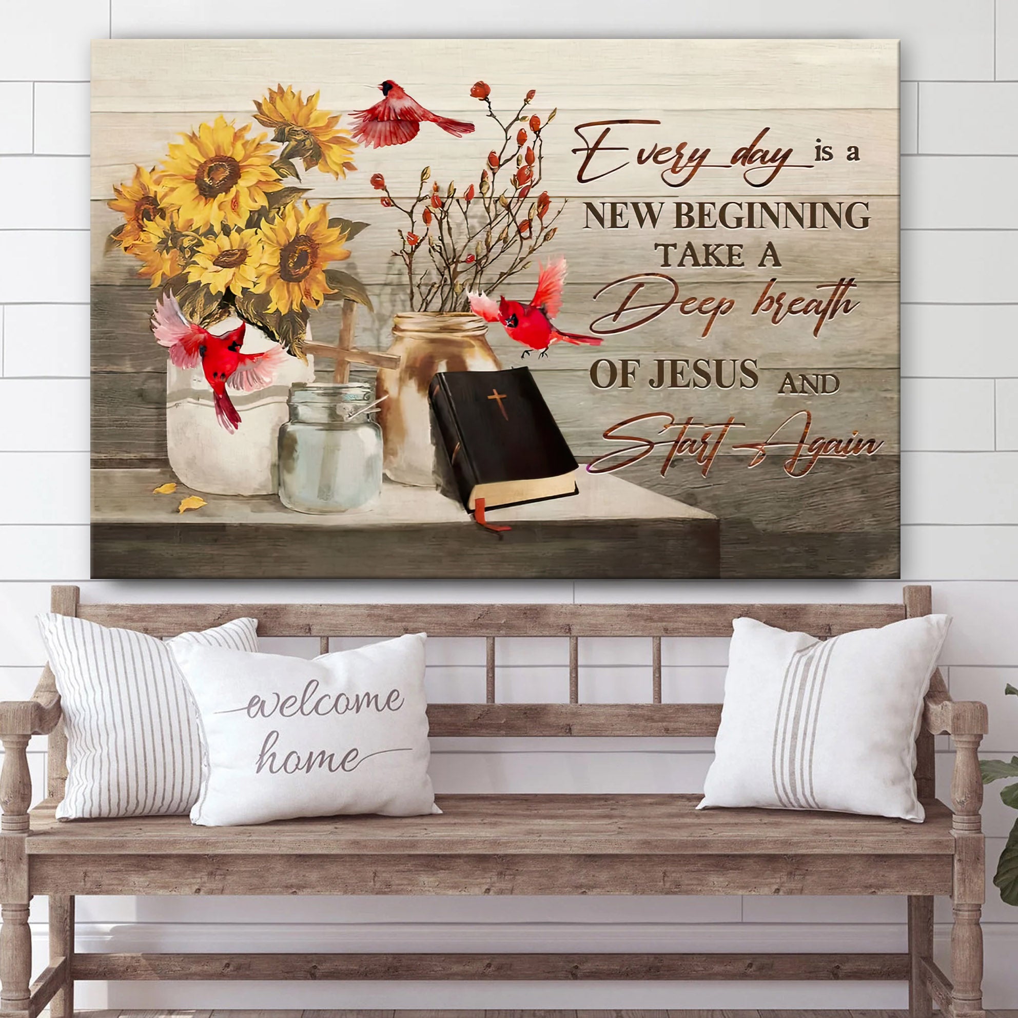 Every Day Is A New Beginning Breath Of Jesus Cardinal Wall Art Canvas – Christian Wall Decor