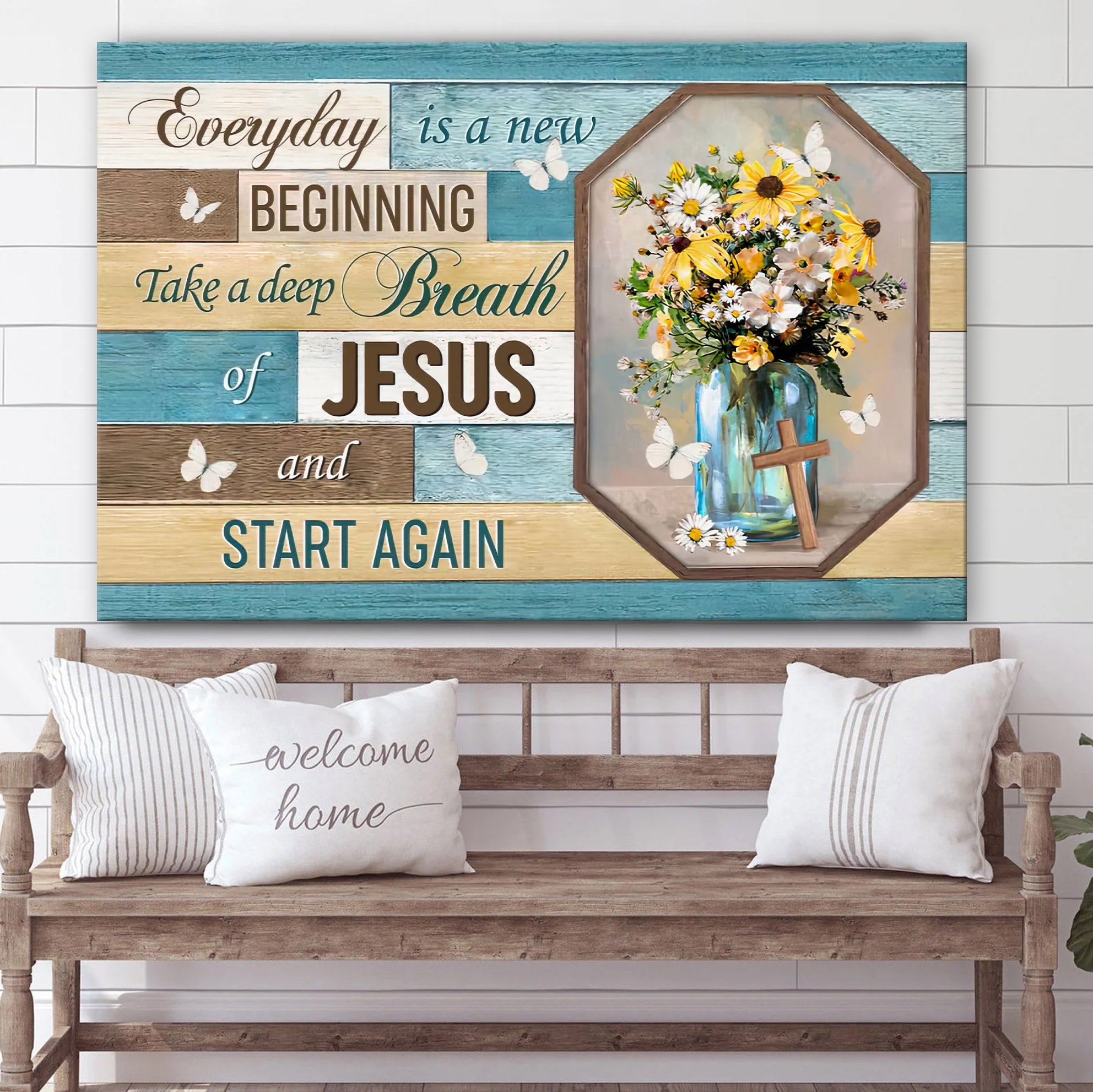 Every Day Is A New Beginning Breath Of Jesus Wall Art Canvas – Christian Decor