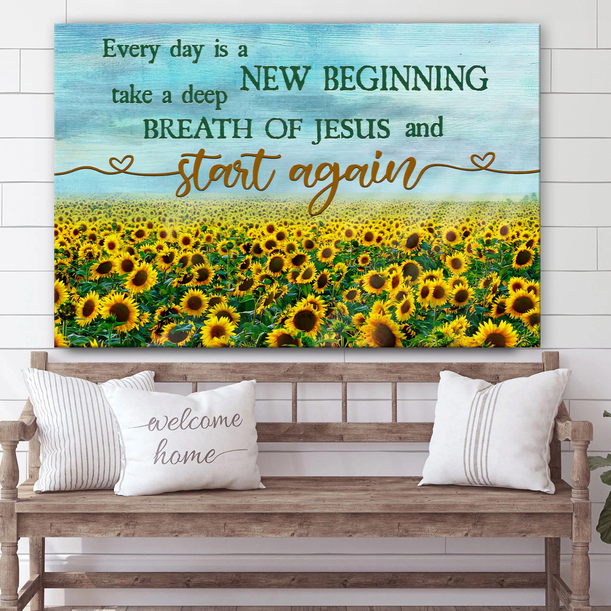 Every Day Is A New Beginning Breath Of Jesus Wall Art Canvas – Sunflower Christian Wall Decor