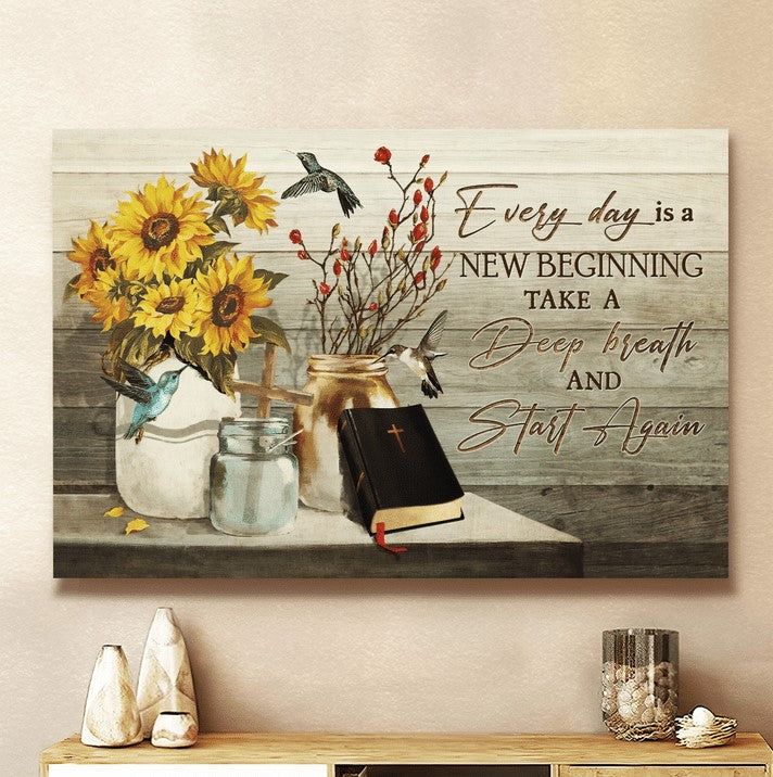 Every Day Is A New Beginning Jesus Canvas Wall Art – Christian Poster – Religious Wall Decor