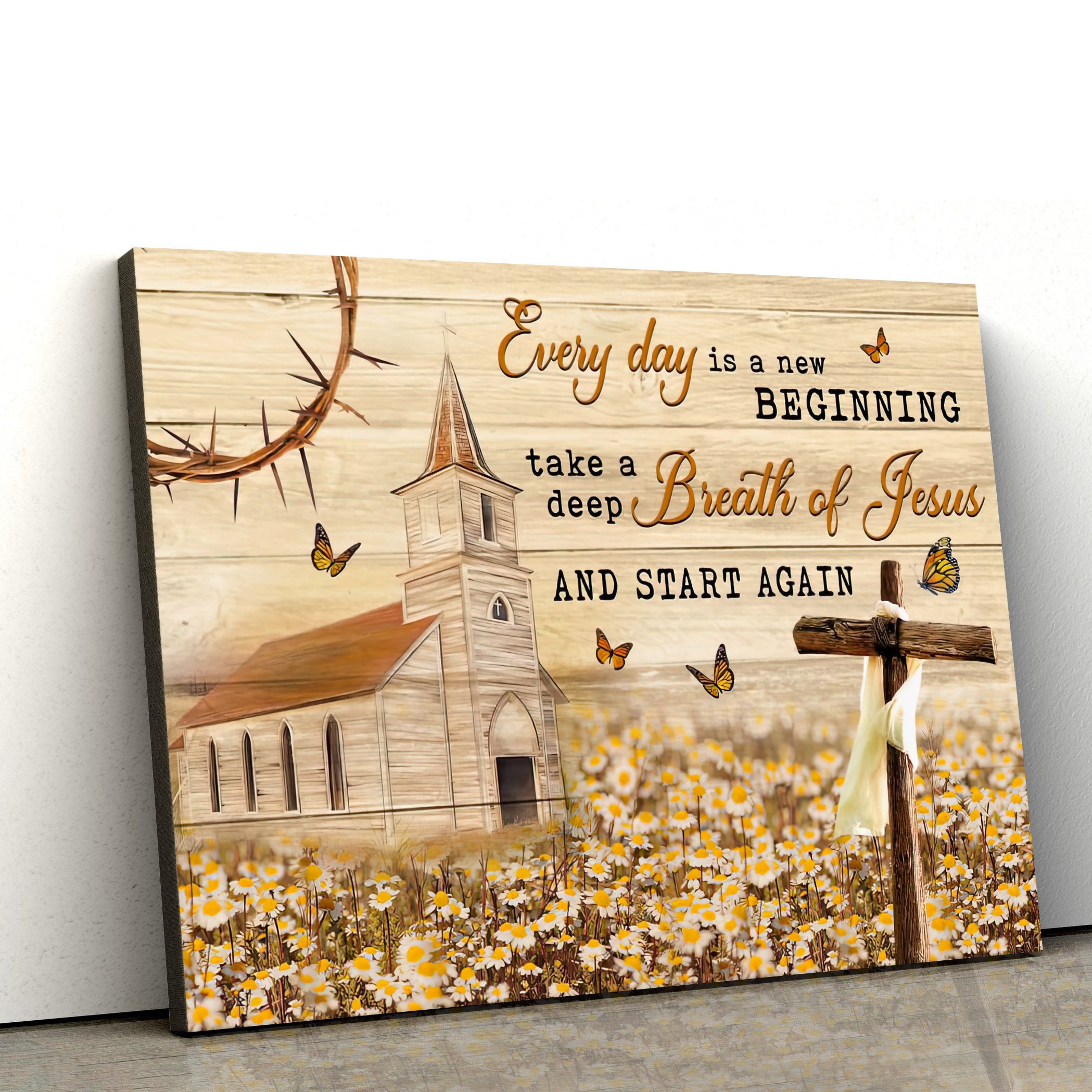 Every Day Is A New Beginning Wall Art Canvas – Farmhouse Christian Decor – Wall Paintings