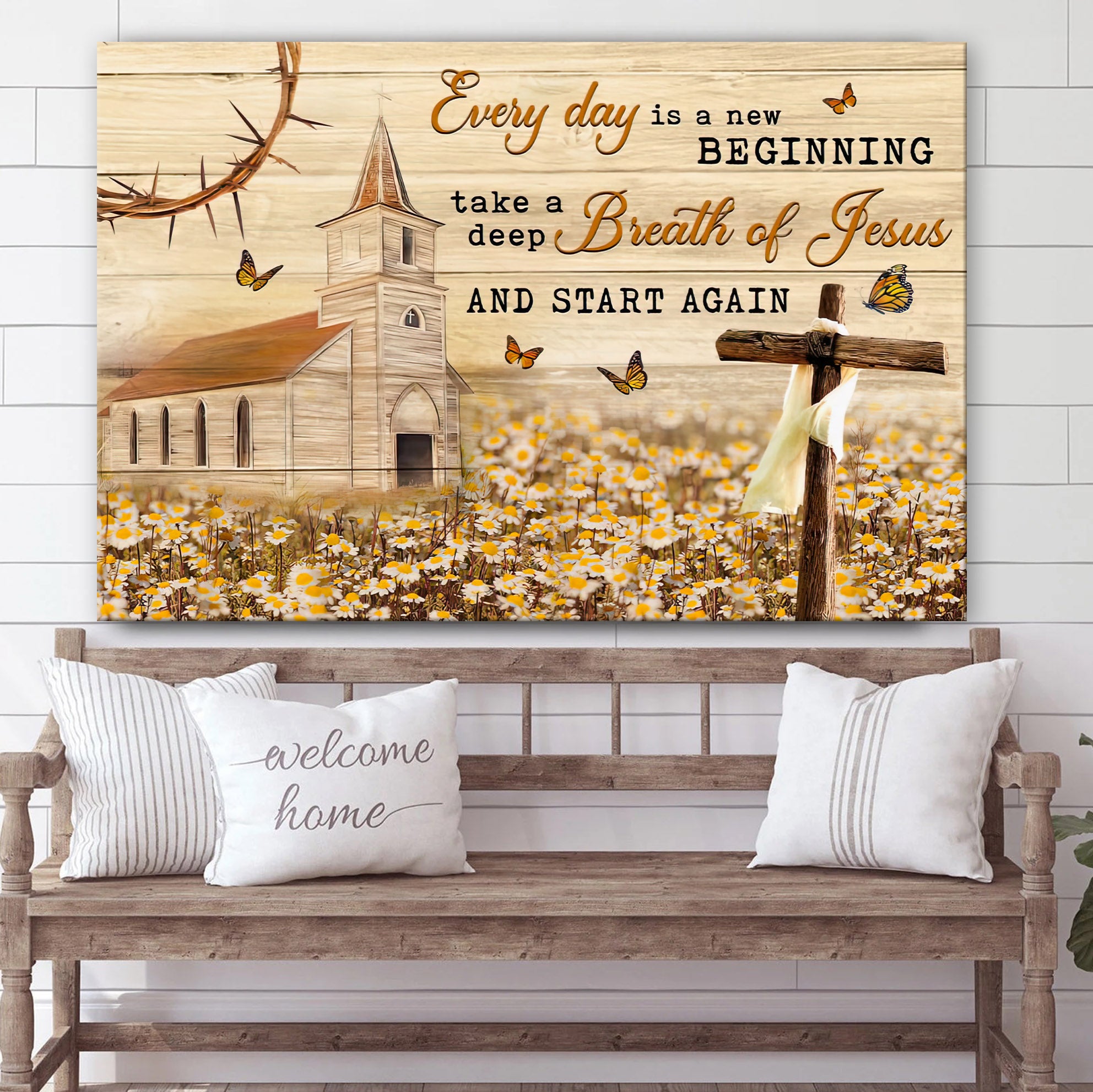 Every Day Is A New Beginning Wall Art Canvas – Farmhouse Christian Decor – Wall Paintings