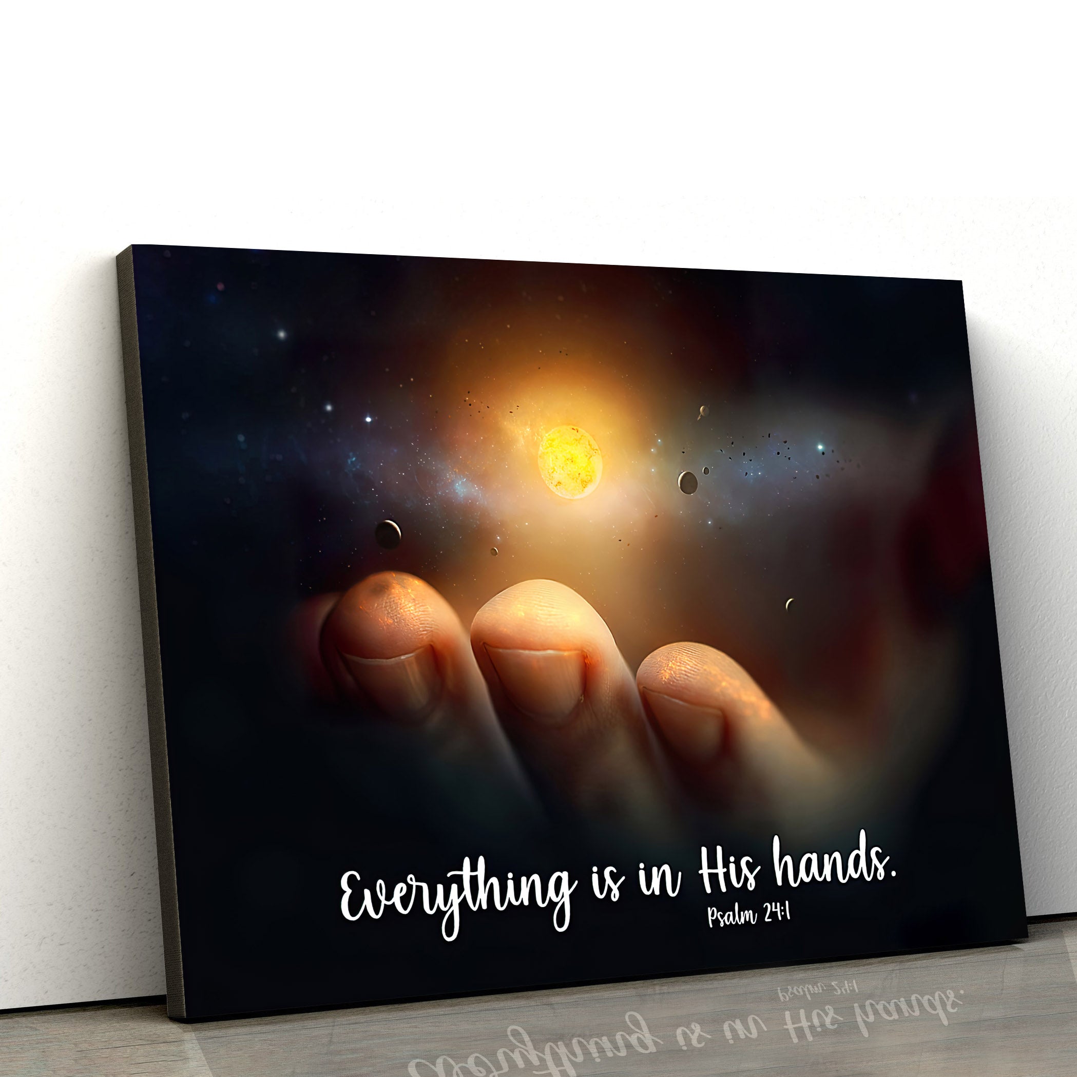 Every Thing Is In His Hands Psalm 24 1 Religious Canvas Painting