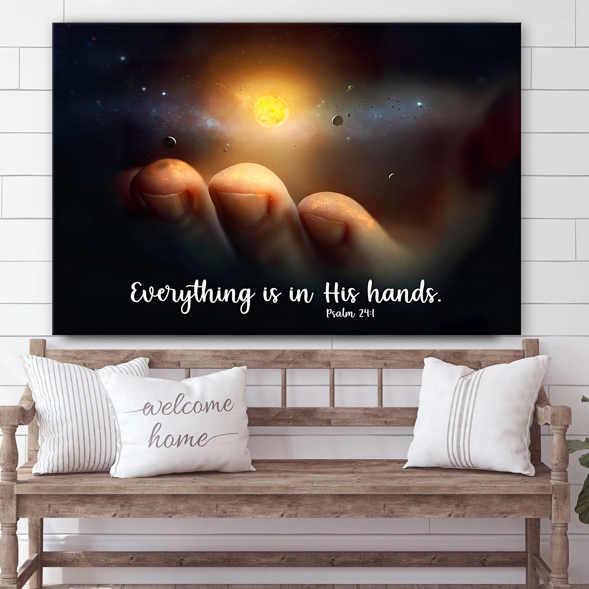 Every Thing Is In His Hands Psalm 24 1 Religious Canvas Painting