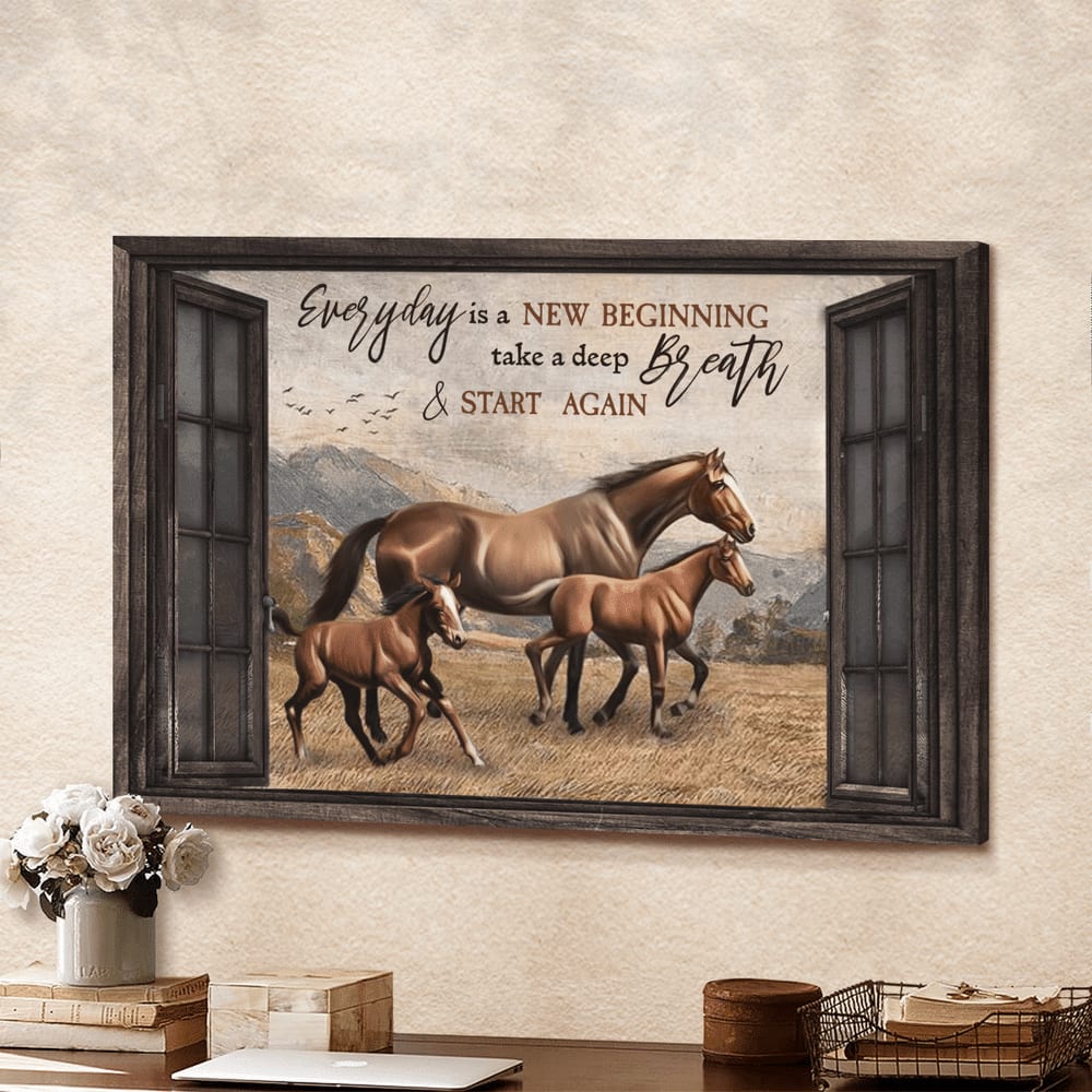 Everyday Is A New Beginning Horses Canvas Wall Art – Christian Poster – Religious Wall Decor