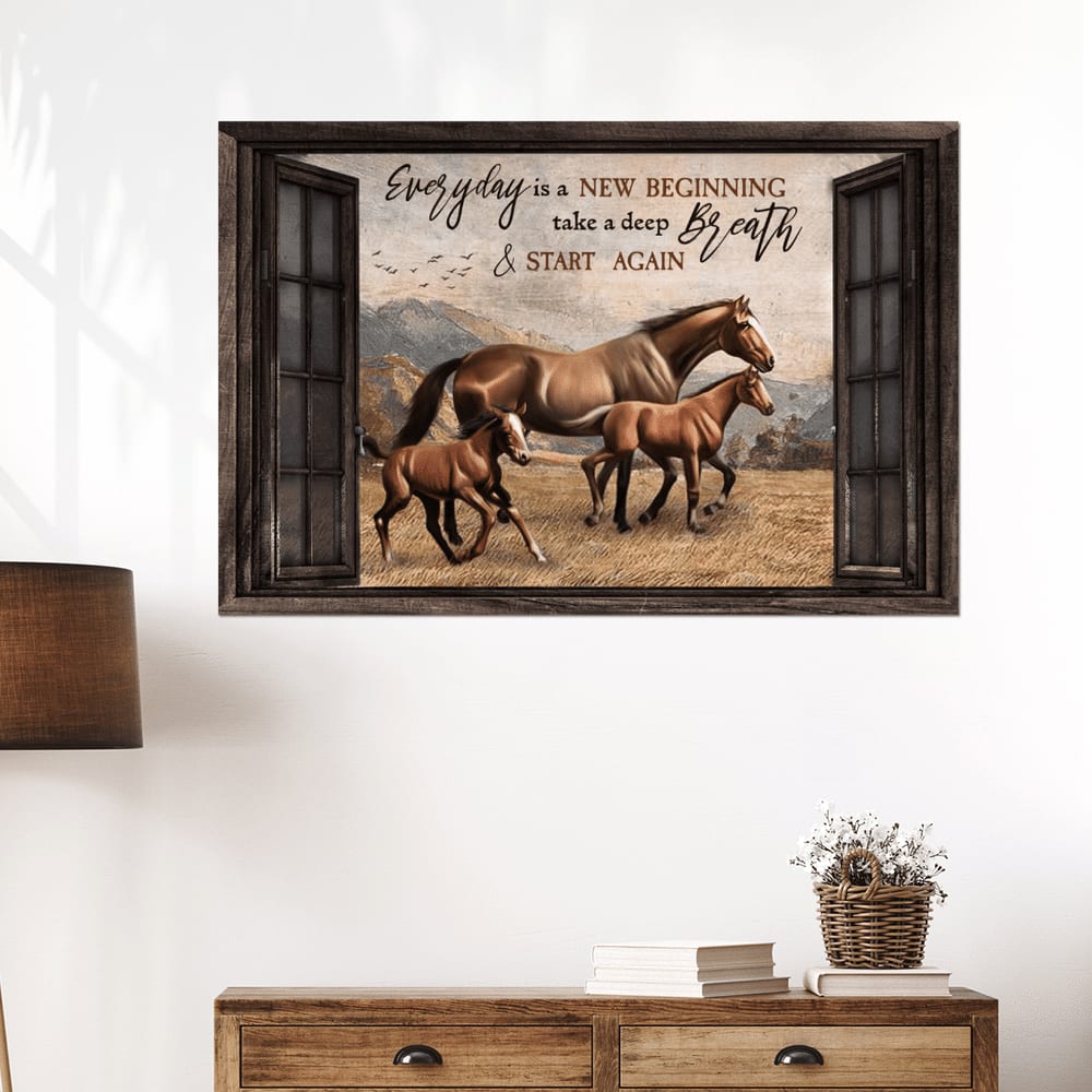 Everyday Is A New Beginning Horses Canvas Wall Art – Christian Poster – Religious Wall Decor