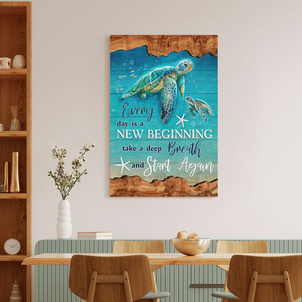 Everyday Is A New Beginning Turtles Canvas Posters – Christian Wall Posters – Religious Wall Decor