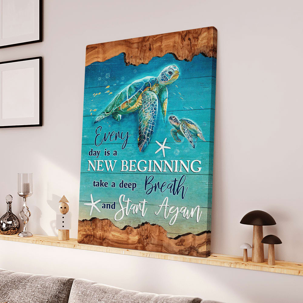 Everyday Is A New Beginning Turtles Canvas Posters – Christian Wall Posters – Religious Wall Decor