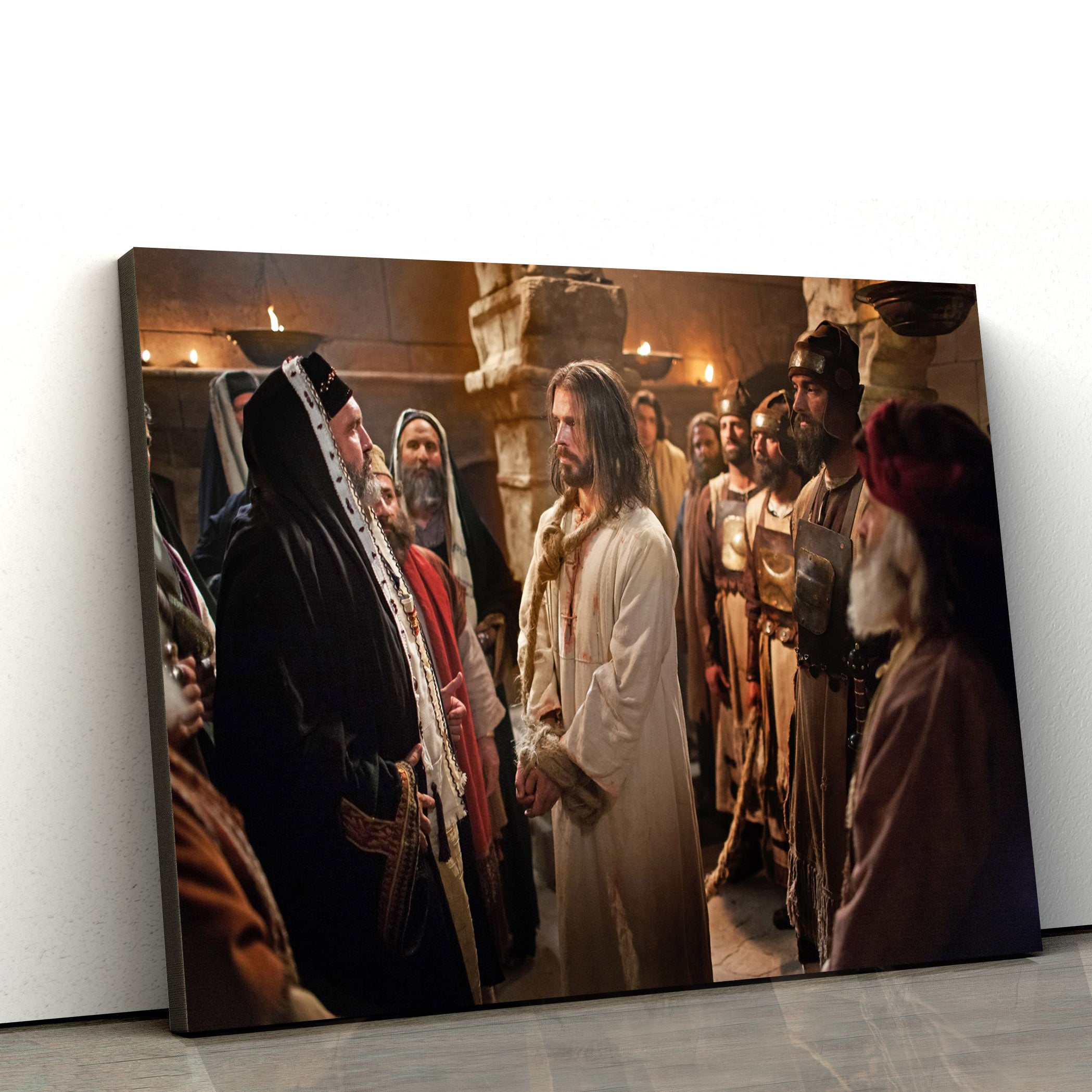 Examined Before Caiaphas And The Sanhedrin Canvas Wall Art – Easter Wall Art – Christian Canvas Wall Art