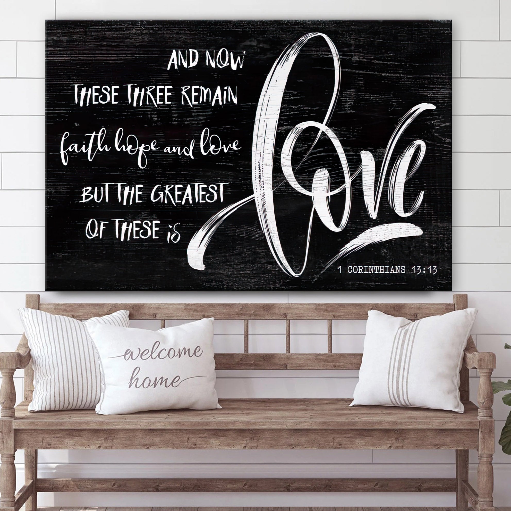 Faith Hope And Love Hanging Canvas – 1 Corinthians 13 13 Wall Art